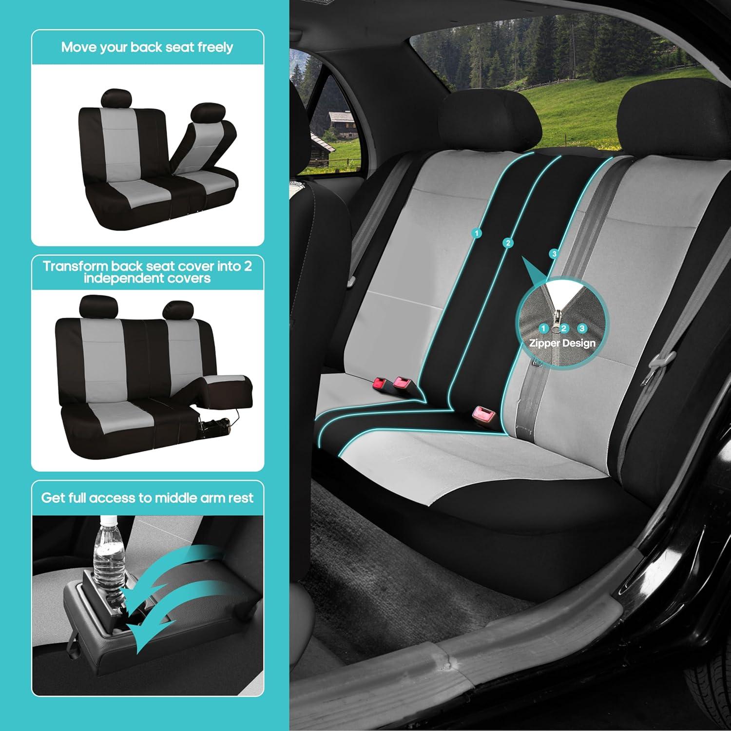 Fundas de Asiento de Coche FH Group Neopreno Ajuste Universal Gris