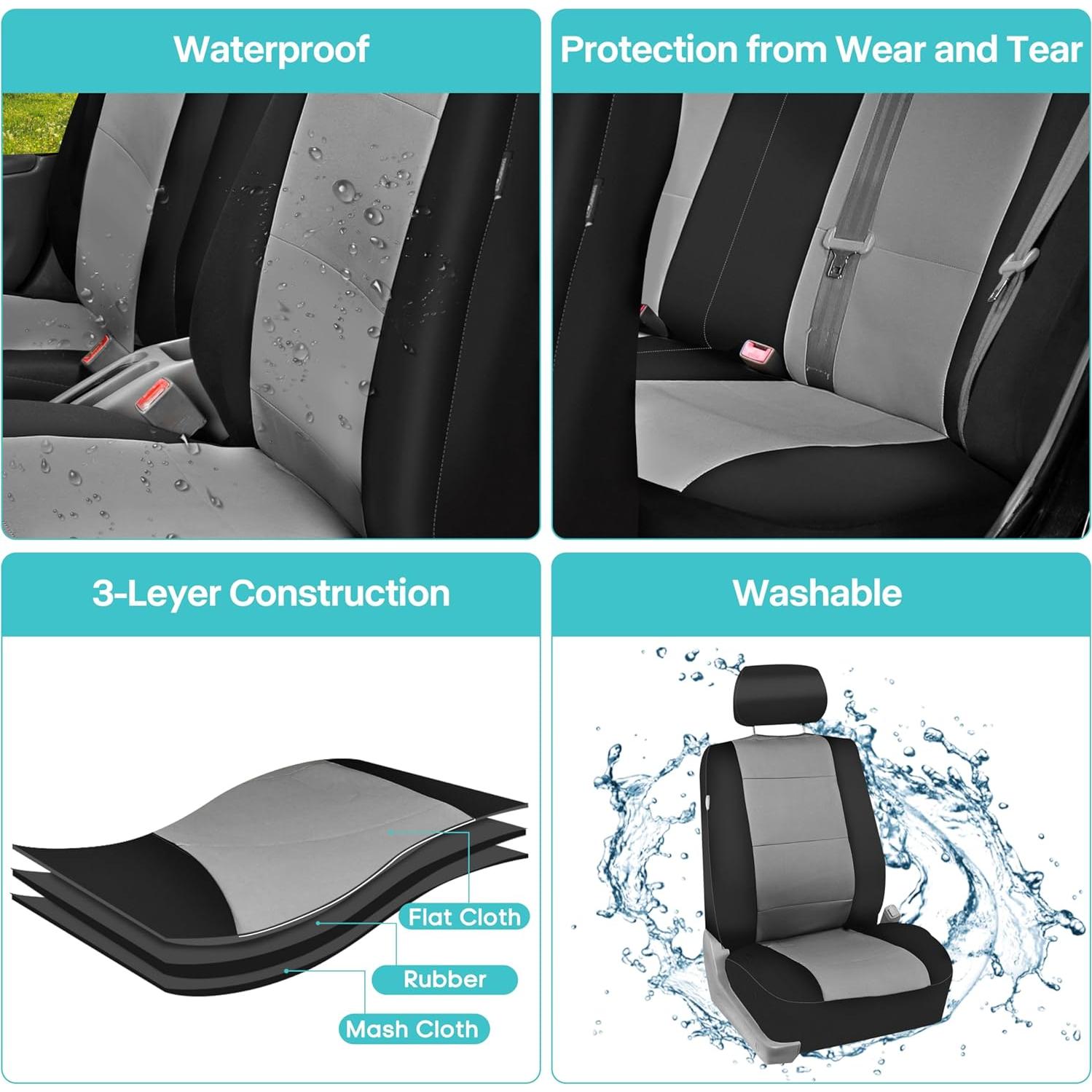 Fundas de Asiento de Coche FH Group Neopreno Ajuste Universal Gris