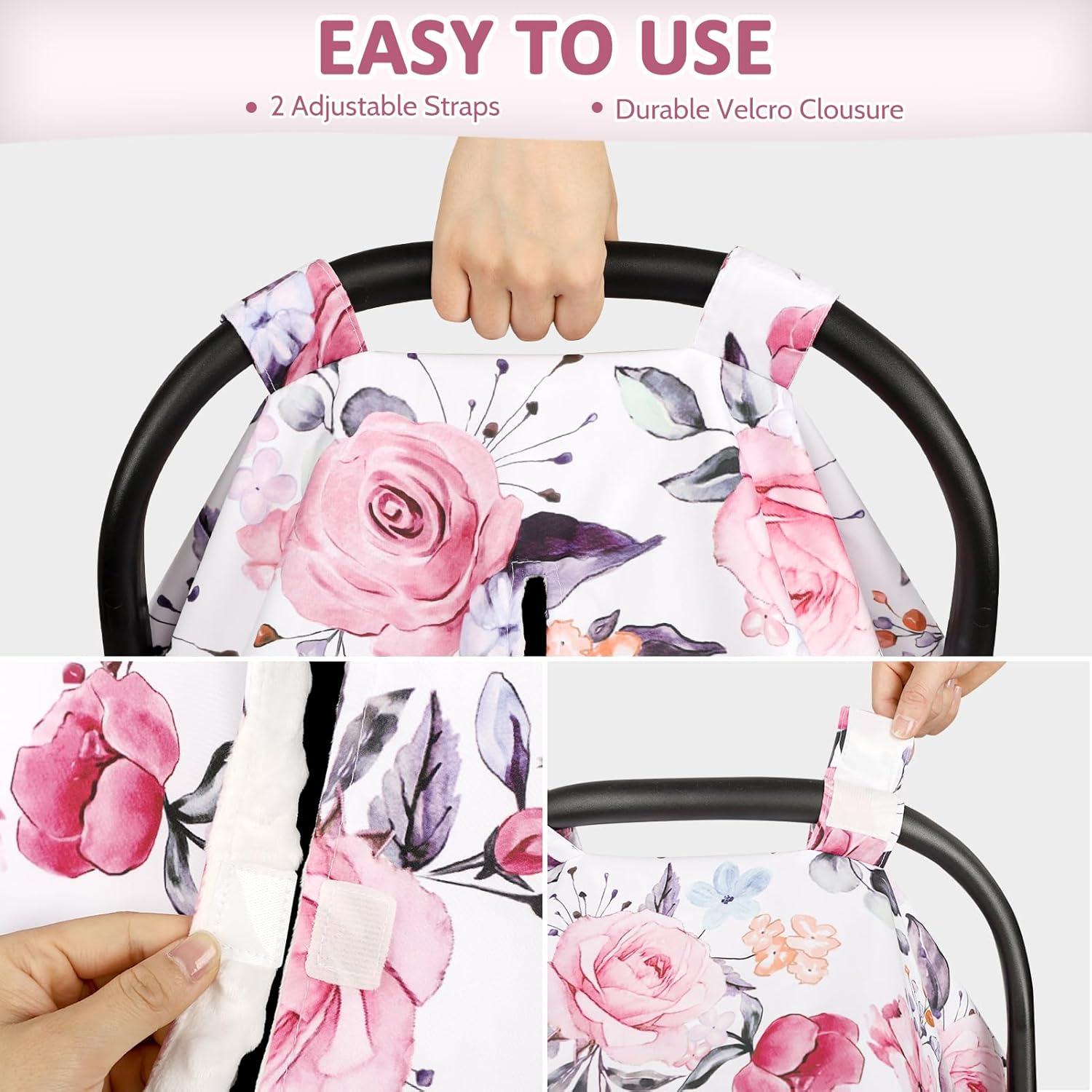 Funda para Asiento de Auto Bebé Pea Pod Rosa Floral Transpirable