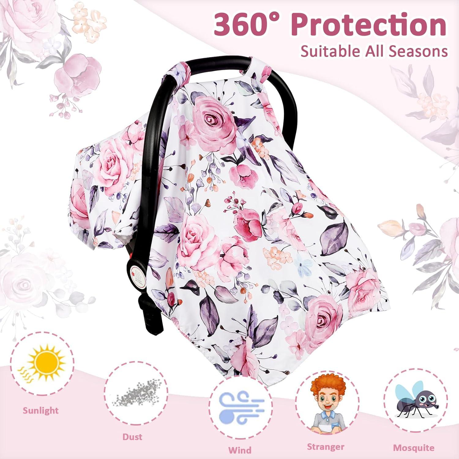 Funda para Asiento de Auto Bebé Pea Pod Rosa Floral Transpirable