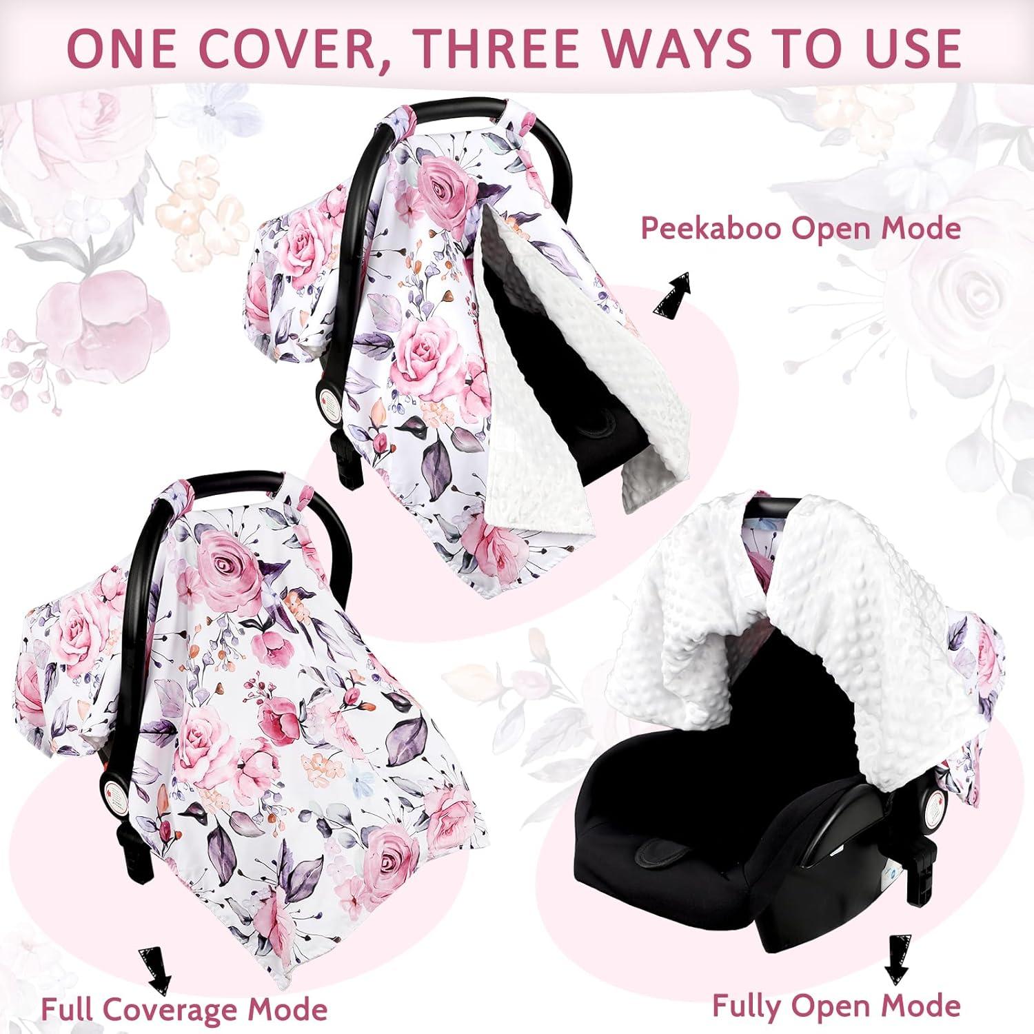 Funda para Asiento de Auto Bebé Pea Pod Rosa Floral Transpirable