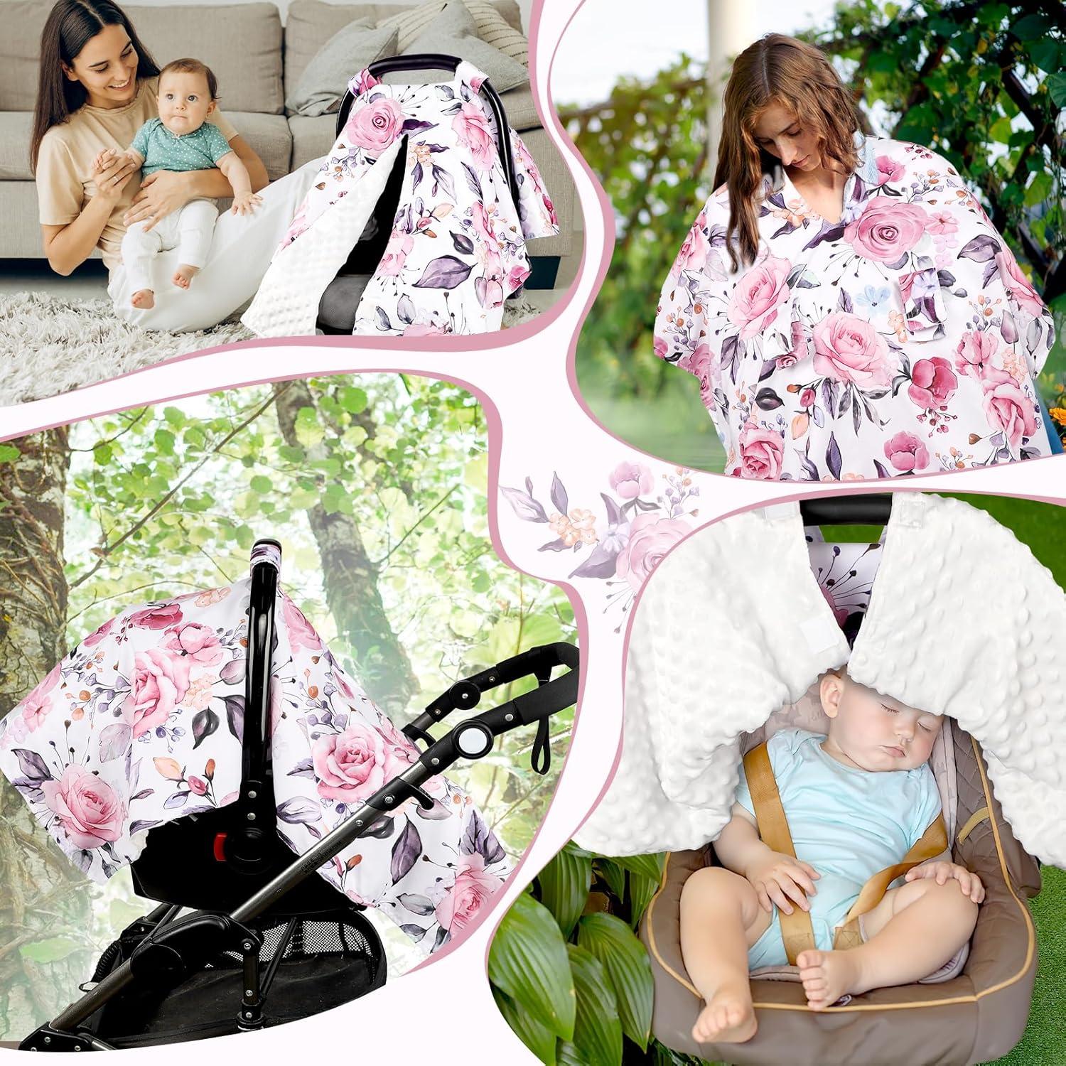 Funda para Asiento de Auto Bebé Pea Pod Rosa Floral Transpirable