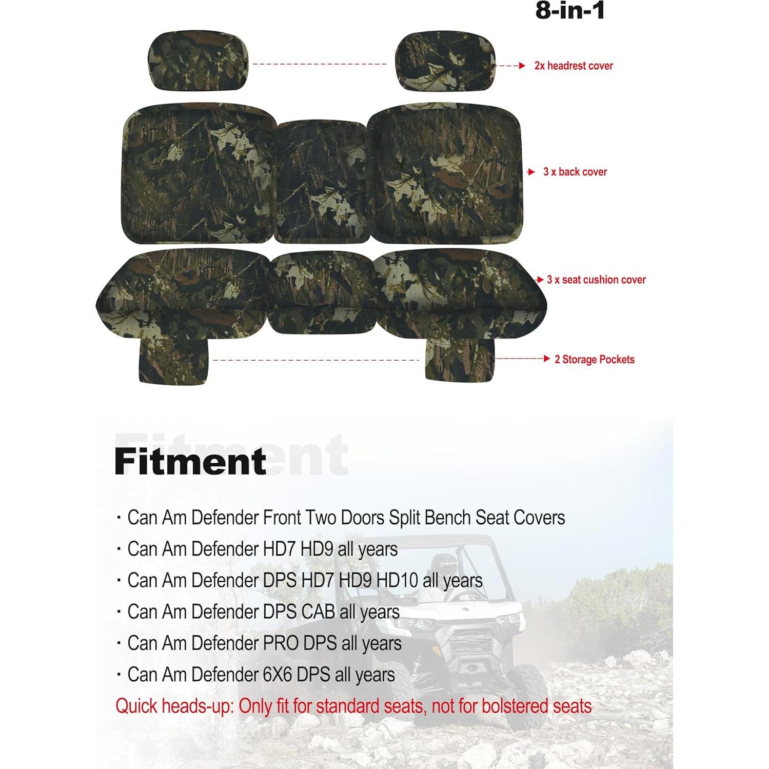 Funda de Asiento UTV ZIDIYORUO Camo para Can Am Defender 2016-2025