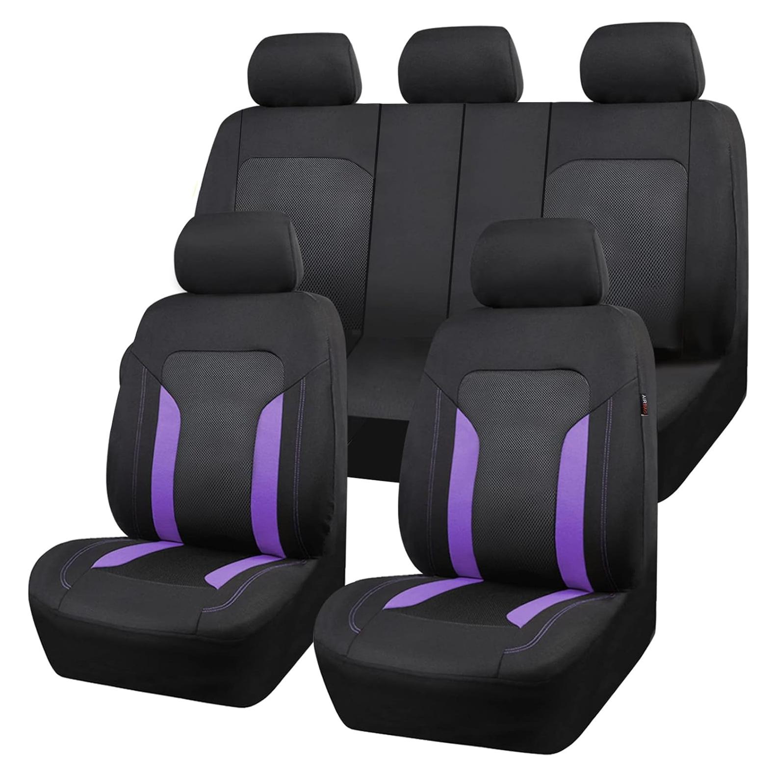 Funda de Asiento de Coche CAR PASS 3D Transpirable Negra y Púrpura