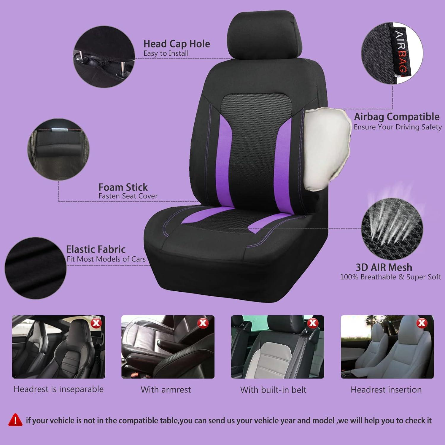 Funda de Asiento de Coche CAR PASS 3D Transpirable Negra y Púrpura