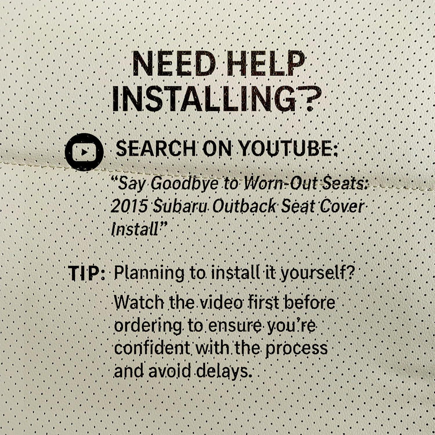 Funda de Asiento de Cuero Sintético Beige Subaru Outback 2015-2017