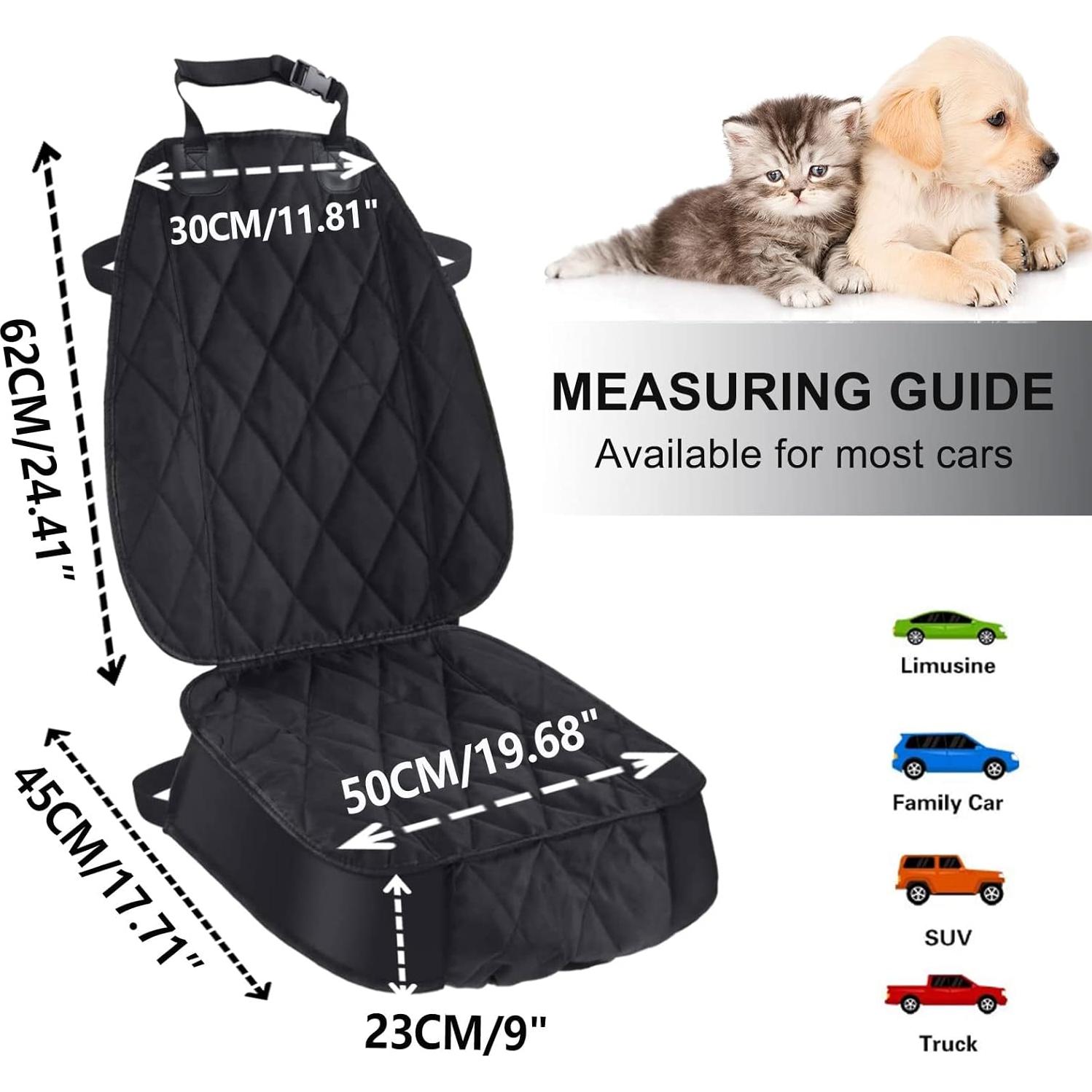 Cubierta de Asiento para Perros AsFrost 2 PCS Impermeable Negro