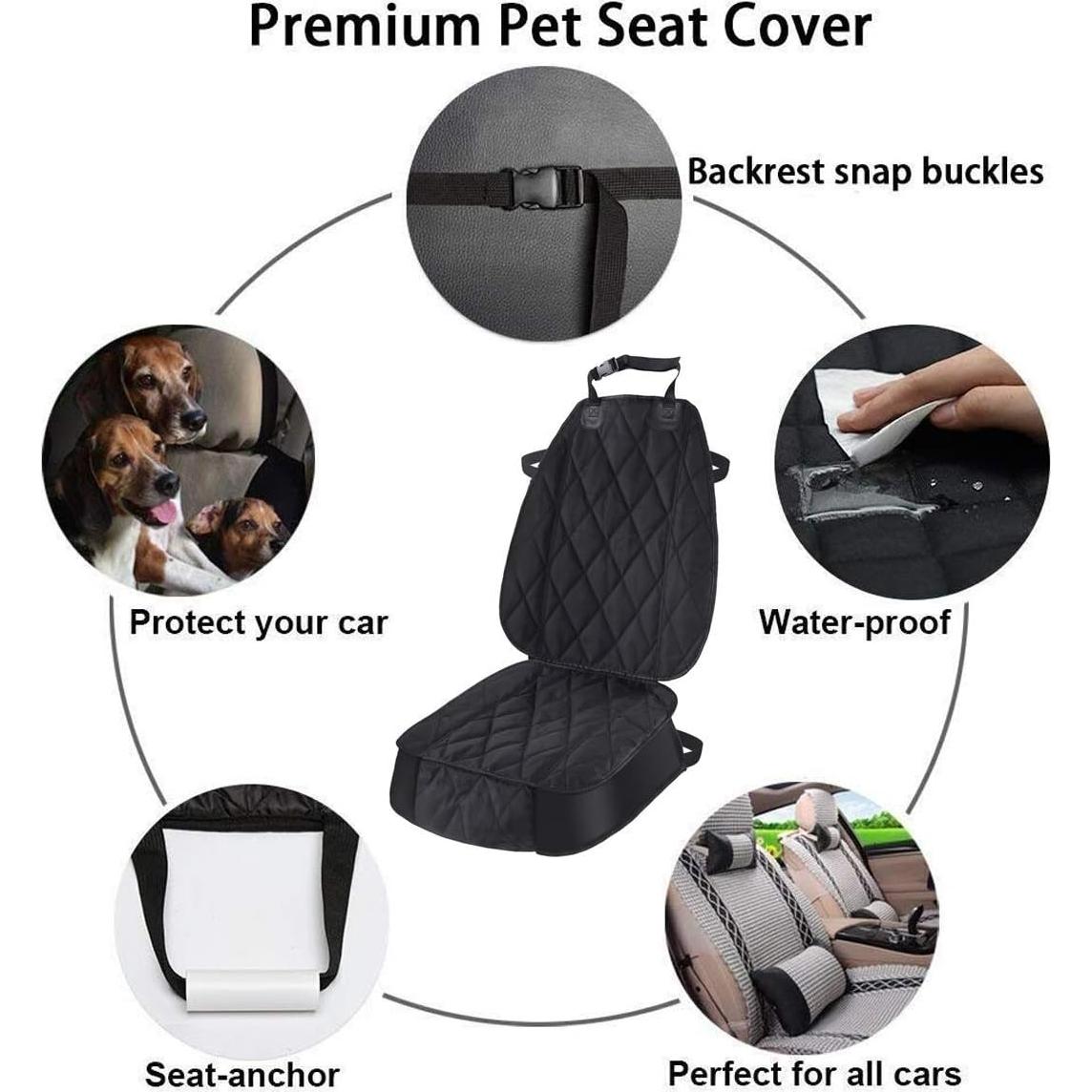 Cubierta de Asiento para Perros AsFrost 2 PCS Impermeable Negro