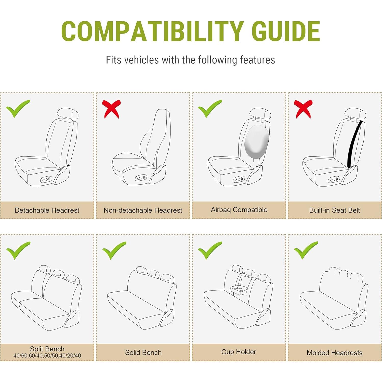 Cubiertas de Asiento de Coche AOOG Beige Ajuste Universal