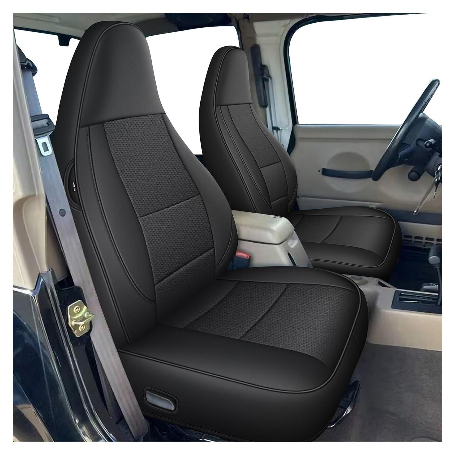 Fundas de Asiento AOMSAZTO para Jeep Wrangler YJ 1991-1995 Negro