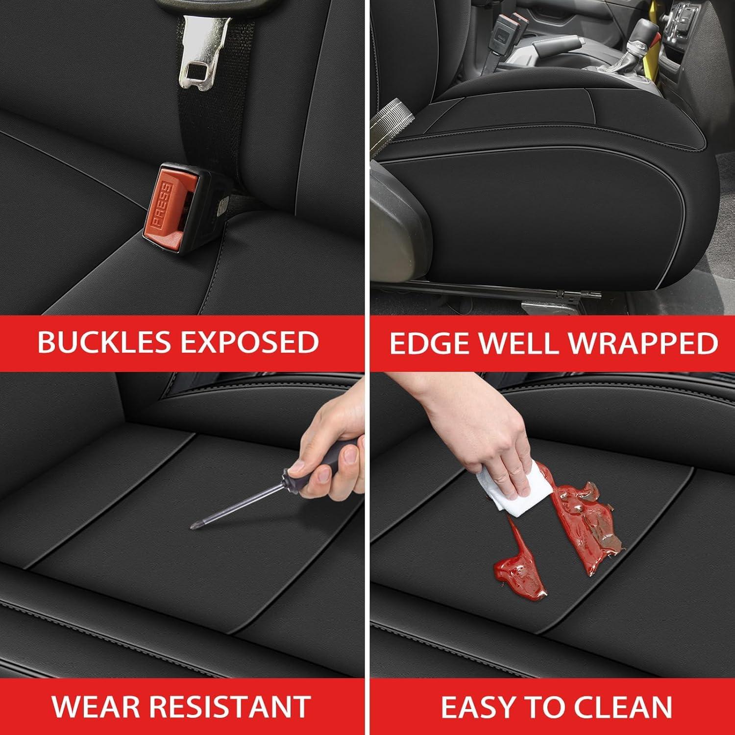 Fundas de Asiento AOMSAZTO para Jeep Wrangler YJ 1991-1995 Negro