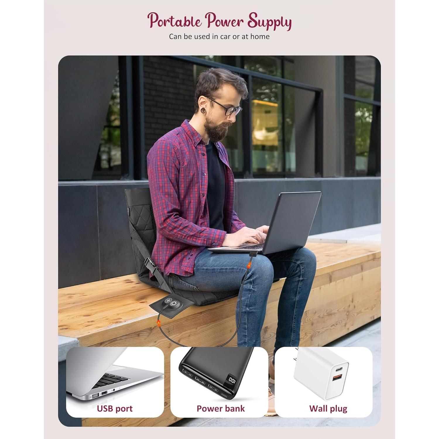 Funda de Asiento de Coche Refrigerante THERAZZAGGE USB 3 Velocidades