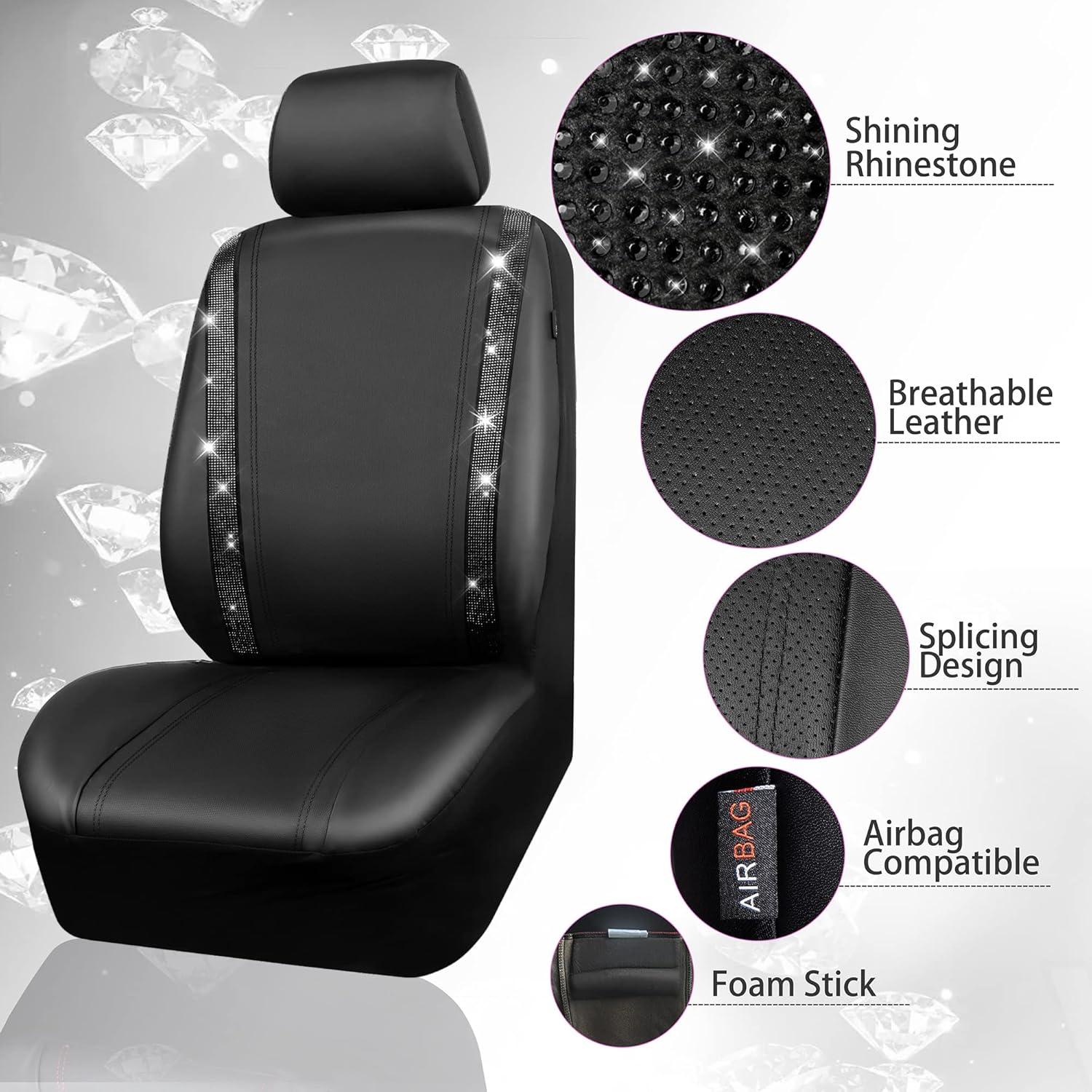 Funda de Asiento de Coche CAR PASS Negra con Brillantes 2 Pzs