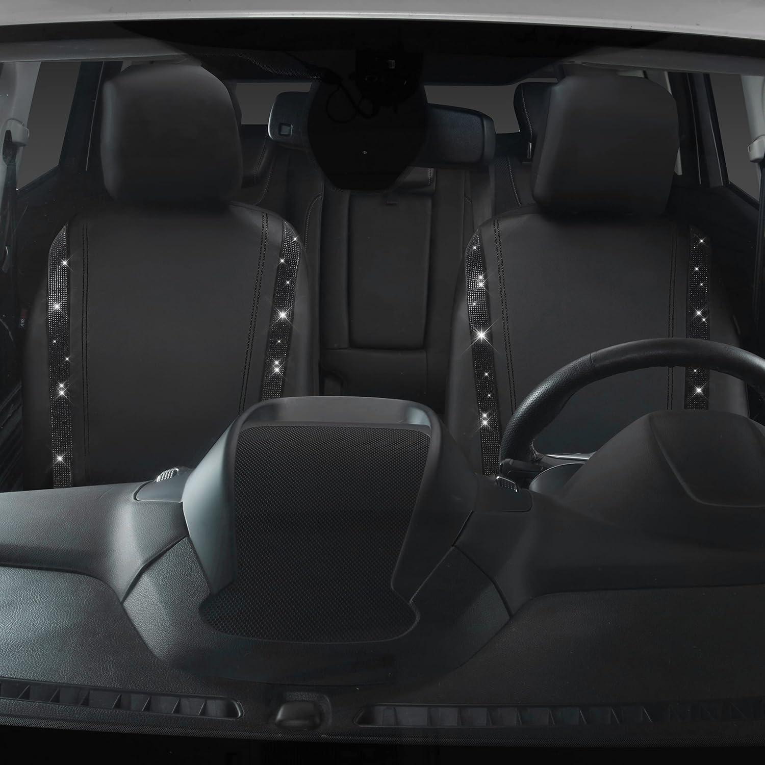 Funda de Asiento de Coche CAR PASS Negra con Brillantes 2 Pzs
