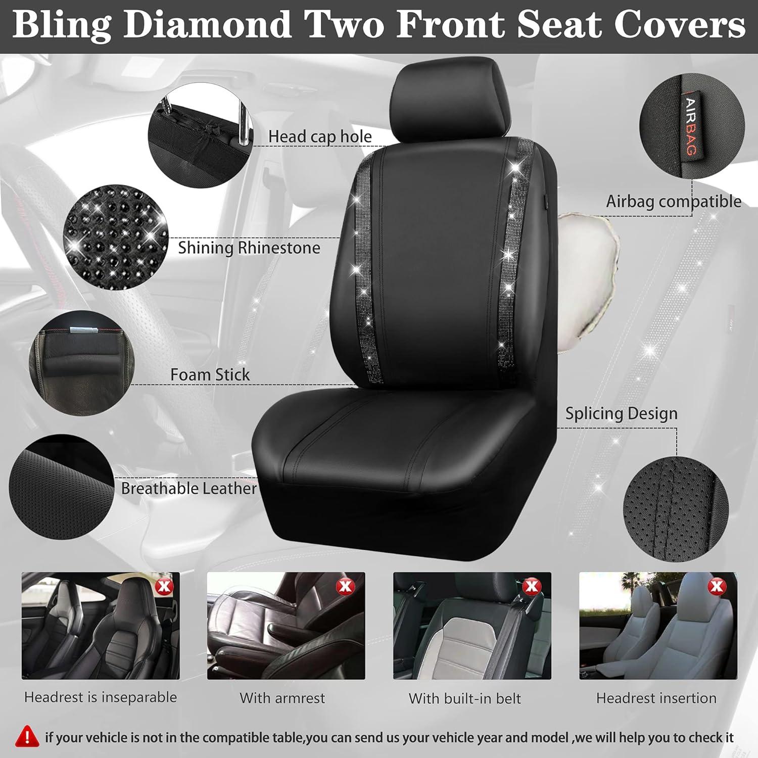 Funda de Asiento de Coche CAR PASS Negra con Brillantes 2 Pzs