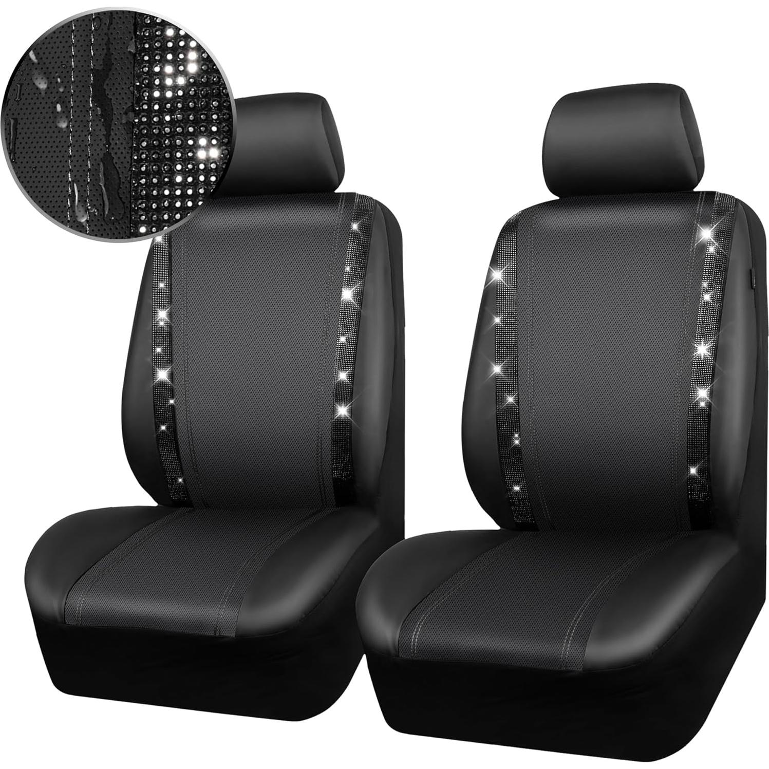 Funda de Asiento de Coche CAR PASS Negra con Brillantes 2 Pzs