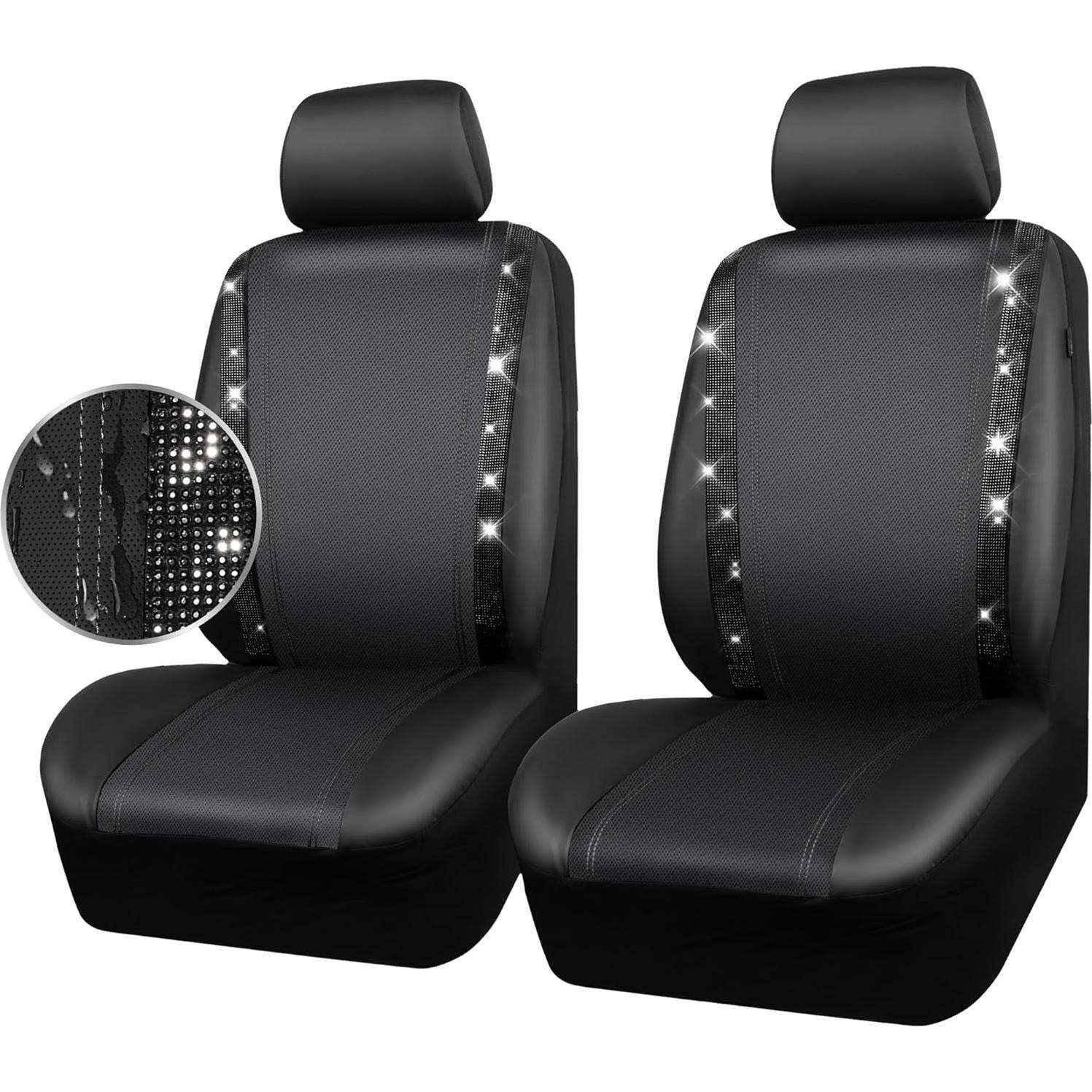 Funda de Asiento de Coche CAR PASS Negra con Brillantes 2 Pzs