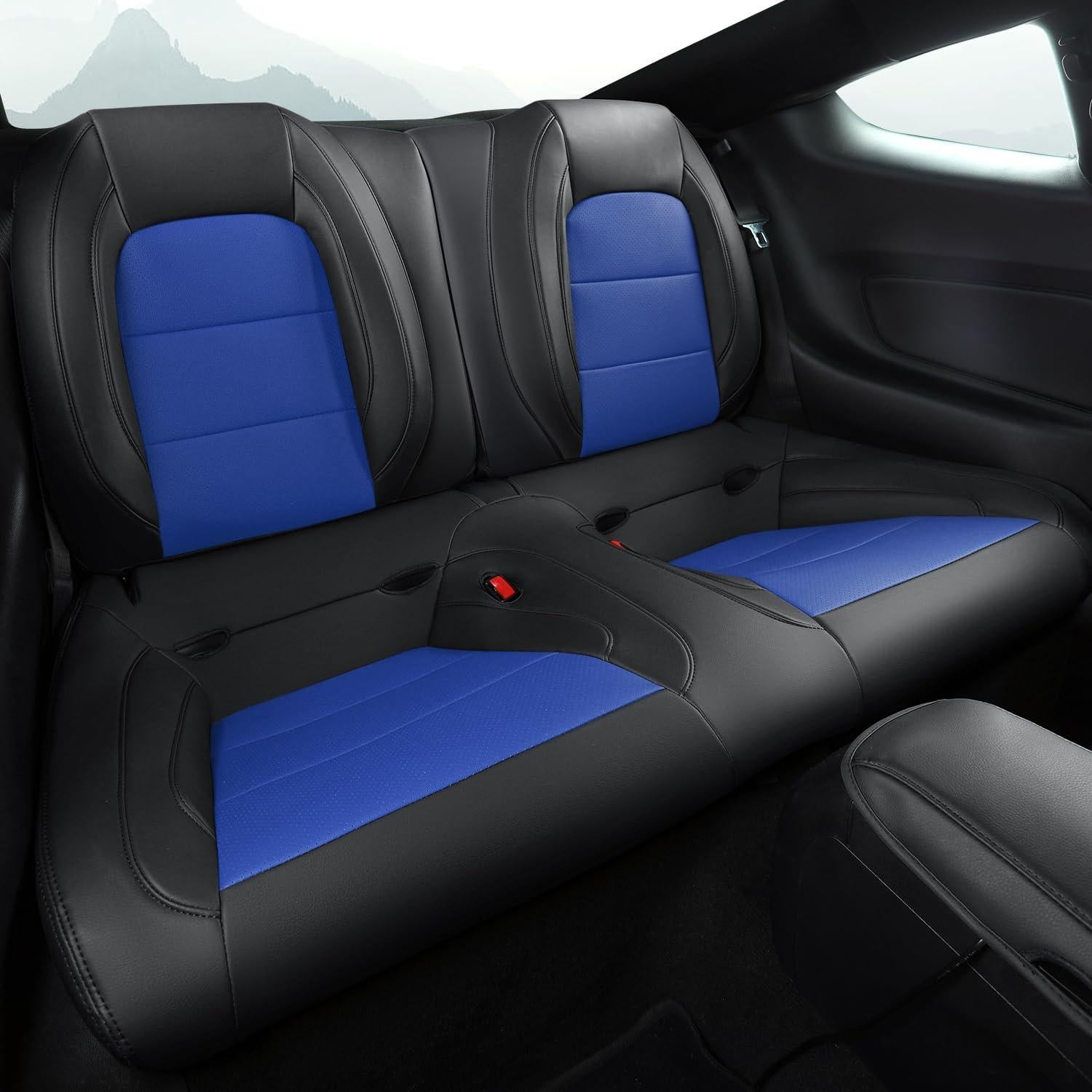 Fundas de Asiento Personalizadas GIANT PANDA para Ford Mustang 2015-2025 - Negro y Azul
