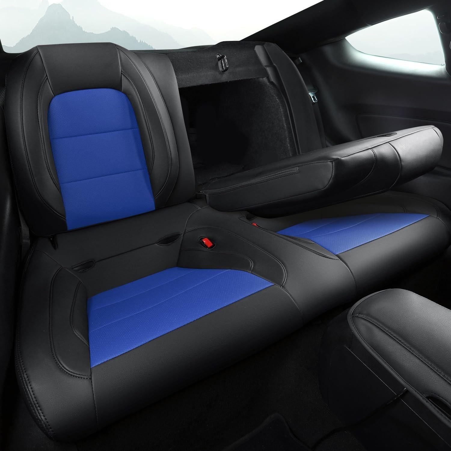 Fundas de Asiento Personalizadas GIANT PANDA para Ford Mustang 2015-2025 - Negro y Azul