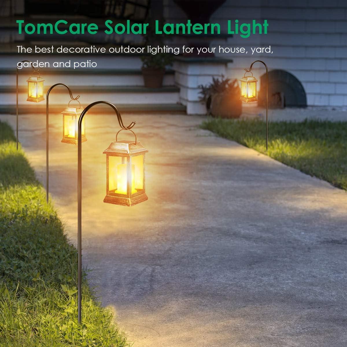 Linterna Solar TomCare de Metal con Llama Parpadeante - 2 Pzs Bronce