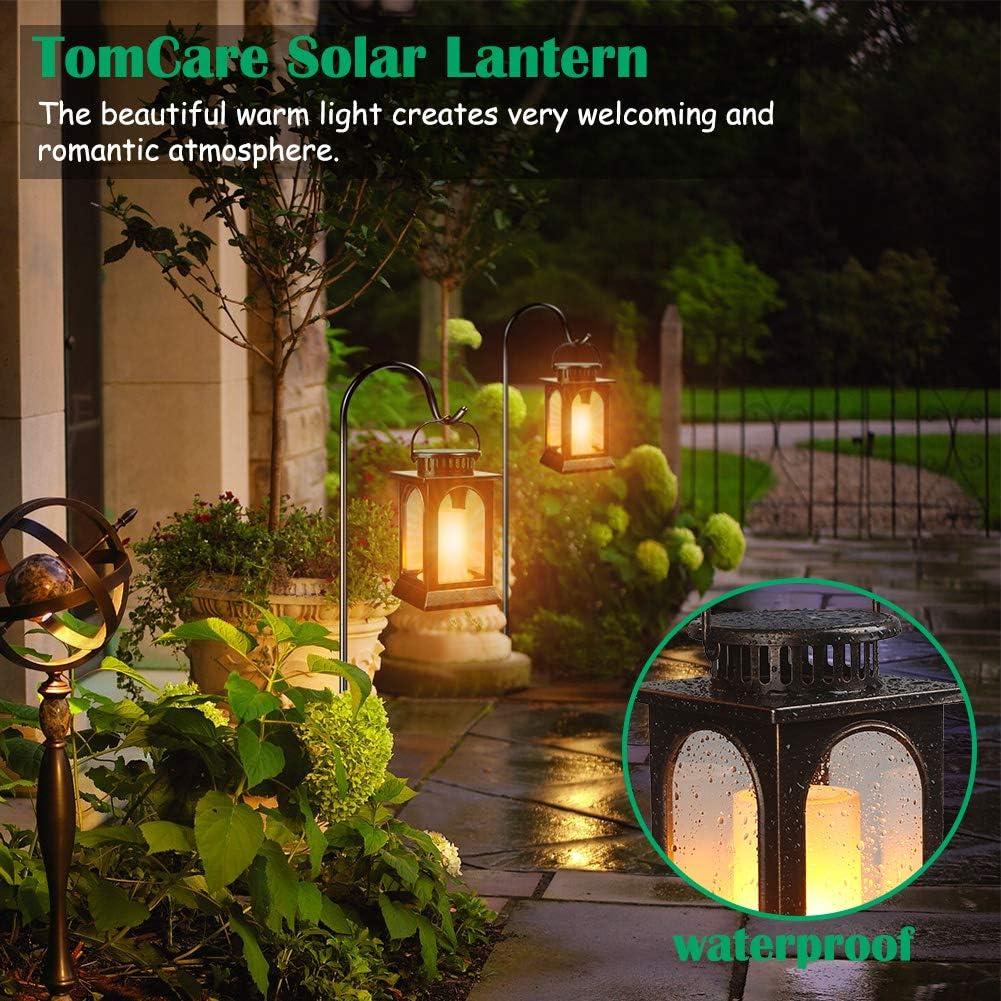 Linterna Solar TomCare de Metal con Llama Parpadeante - 2 Pzas Bronce