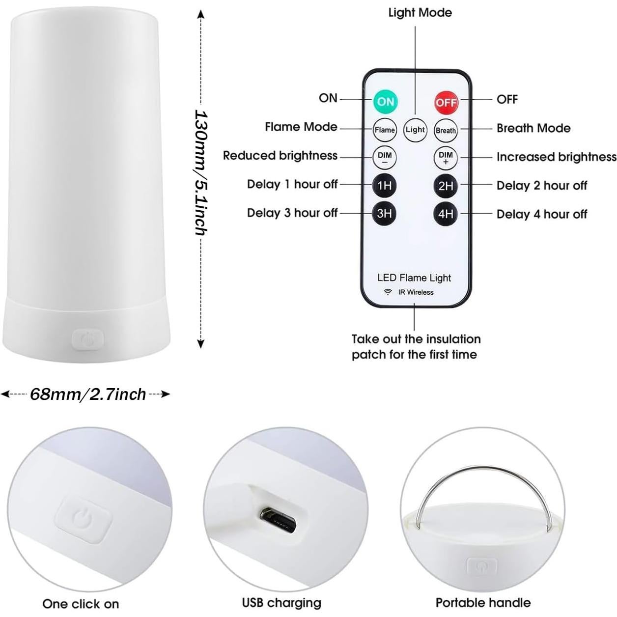 Lámpara LED Efecto Llama LOVUMMOR con Control Remoto y USB