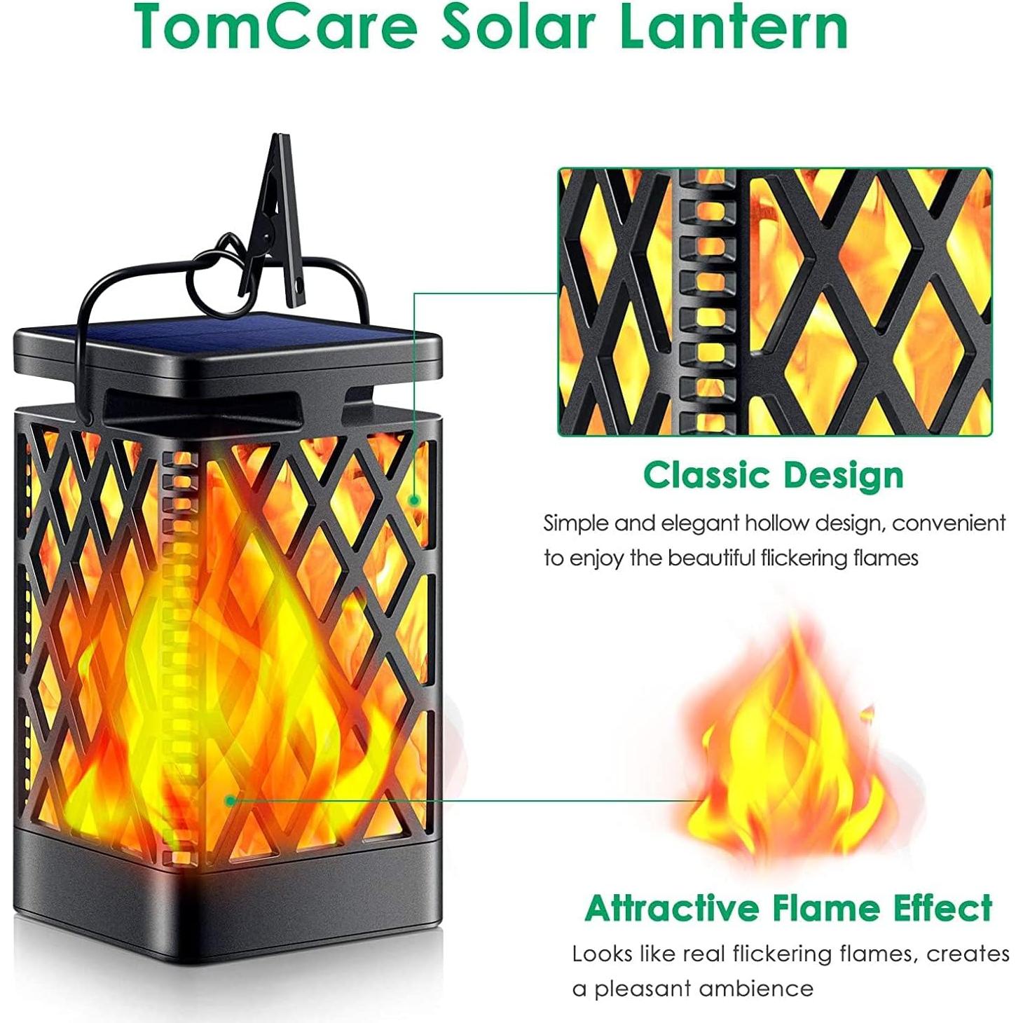 Linterna Solar Colgante TomCare 4 Paquete Negro LED IP65