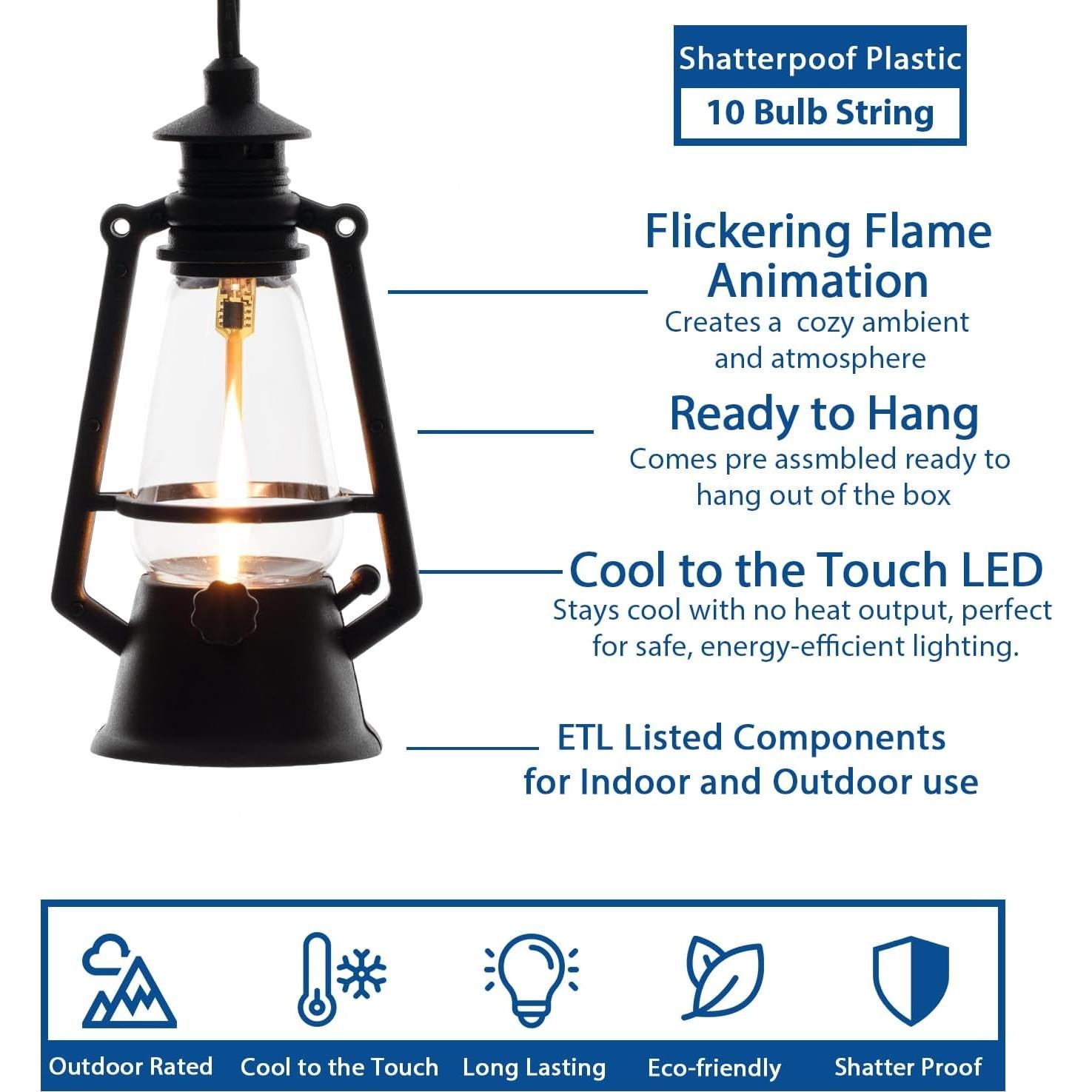 Juego de Luces LED Parpadeantes Festive Living 10 Bombillas 6.1m