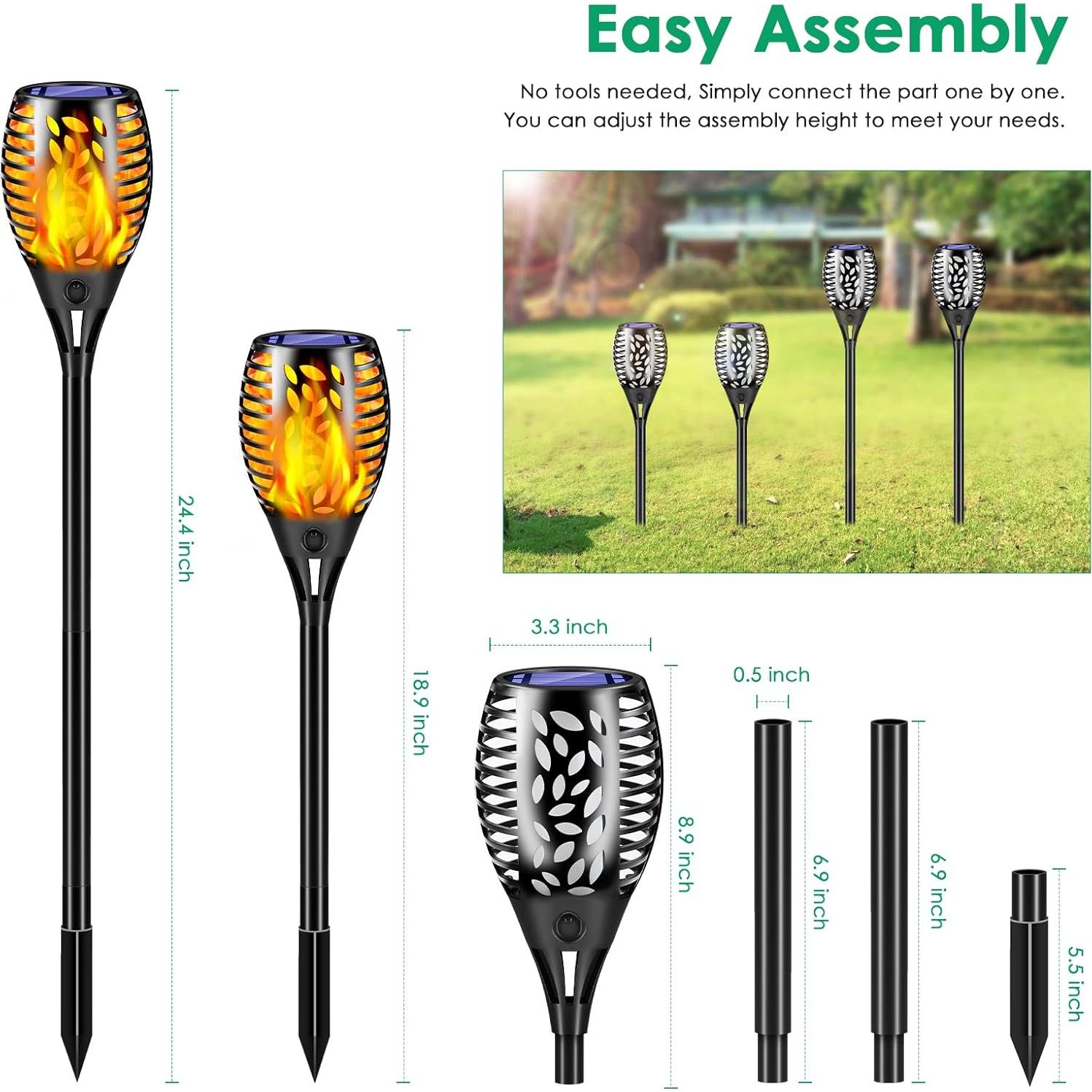 Antorchas Solares TomCare 8 Pack con Efecto Llama 62cm