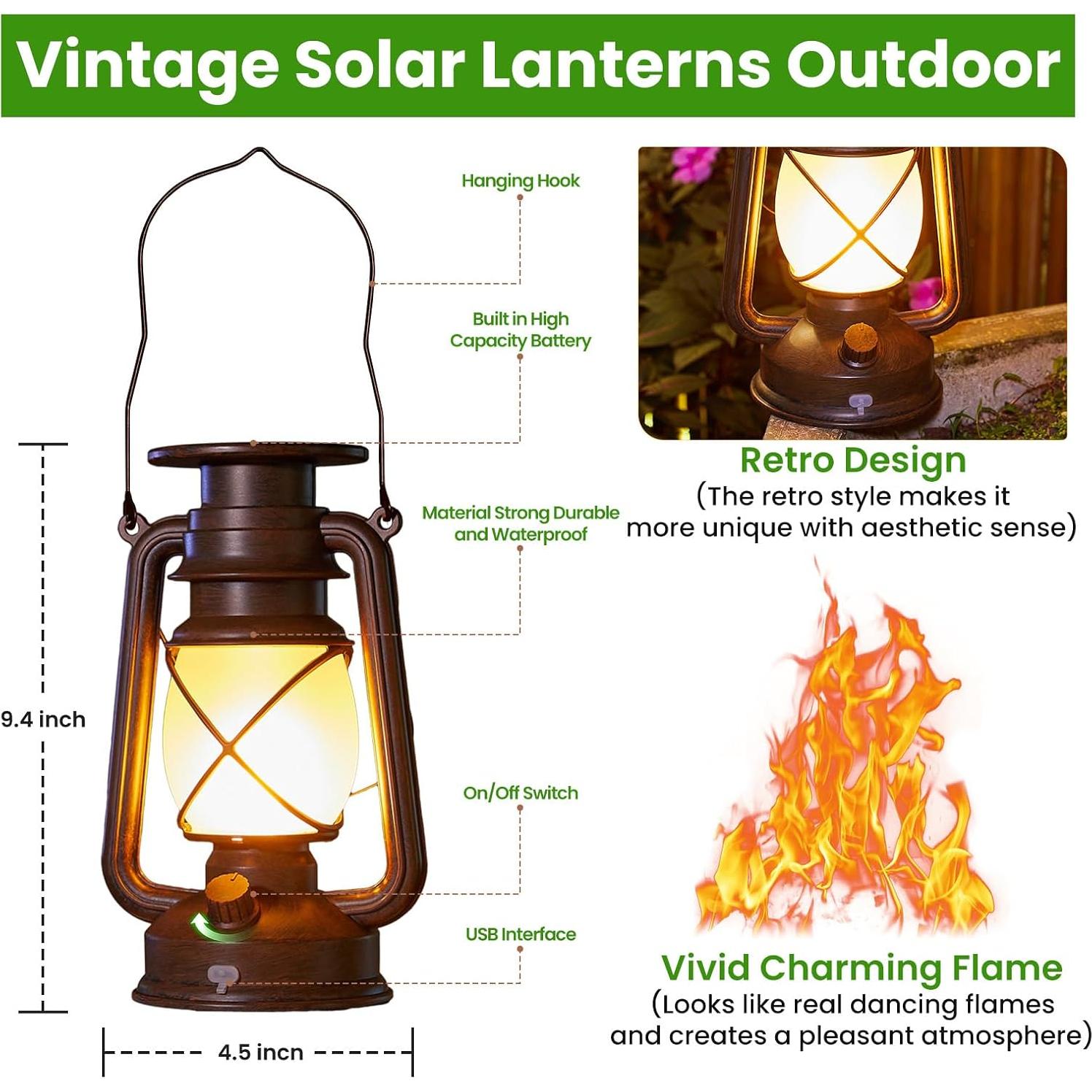 Lámparas Solares KOOPER Vintage Colgantes 2 Pzs Impermeables