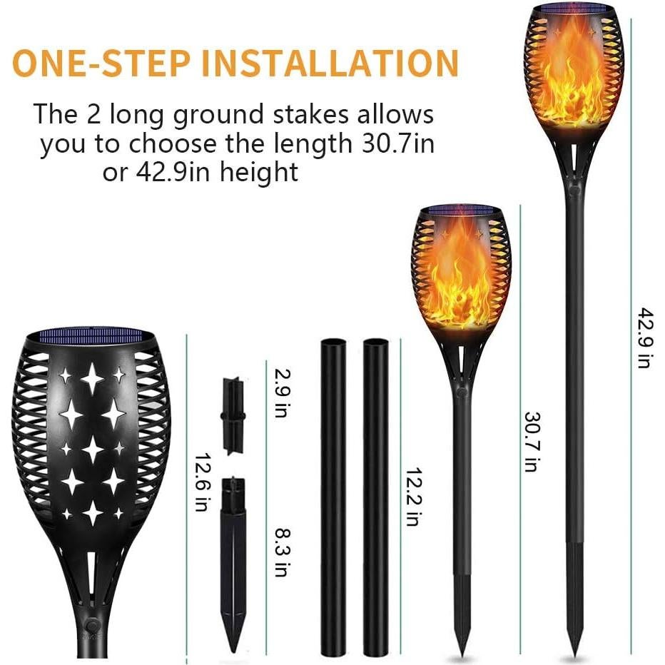 Antorchas Solares YoungPower 2P con Llamas Danzantes IP65