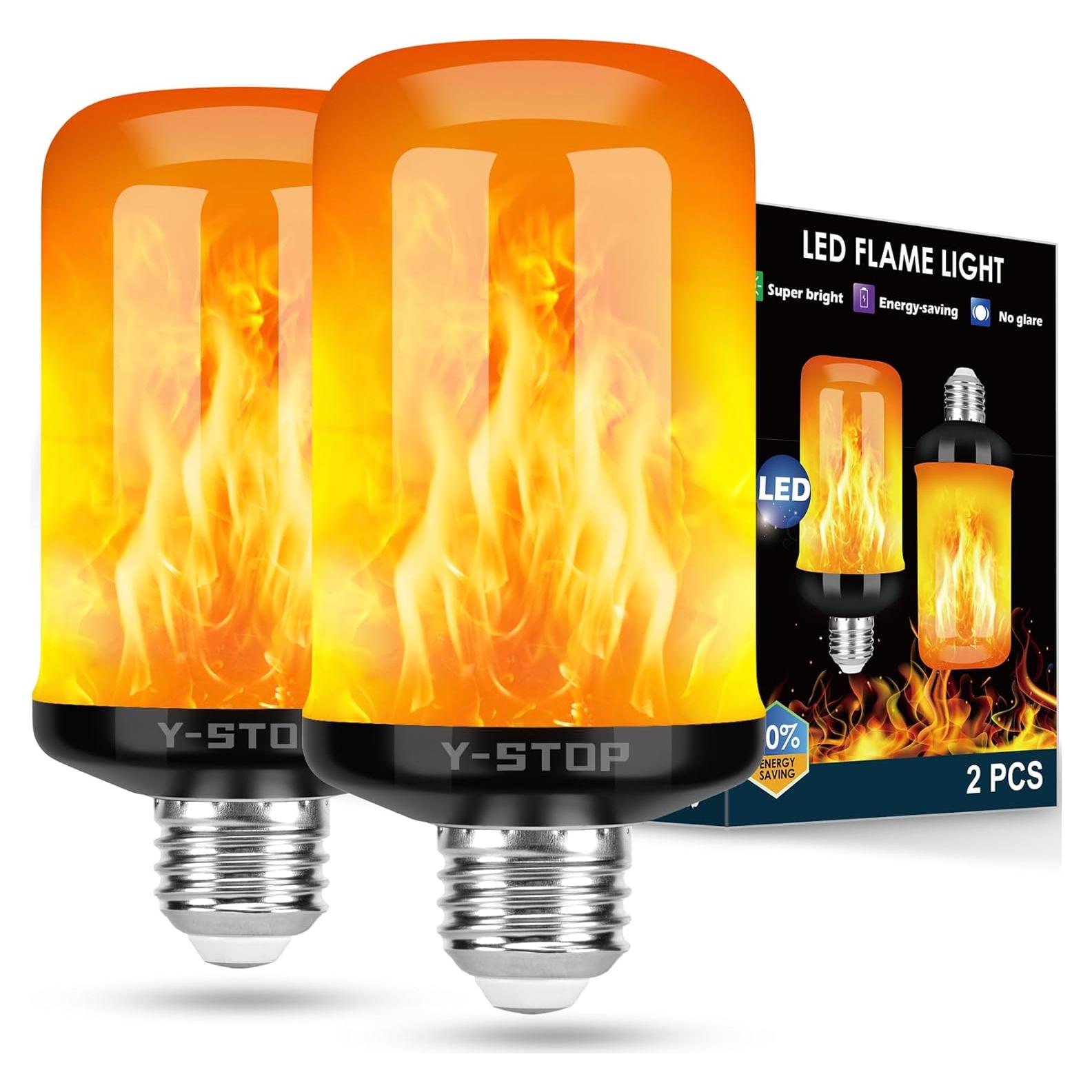 Bombillas LED de Llama Y-STOP E26 2 Paquete, 4 Modos Efecto Realista