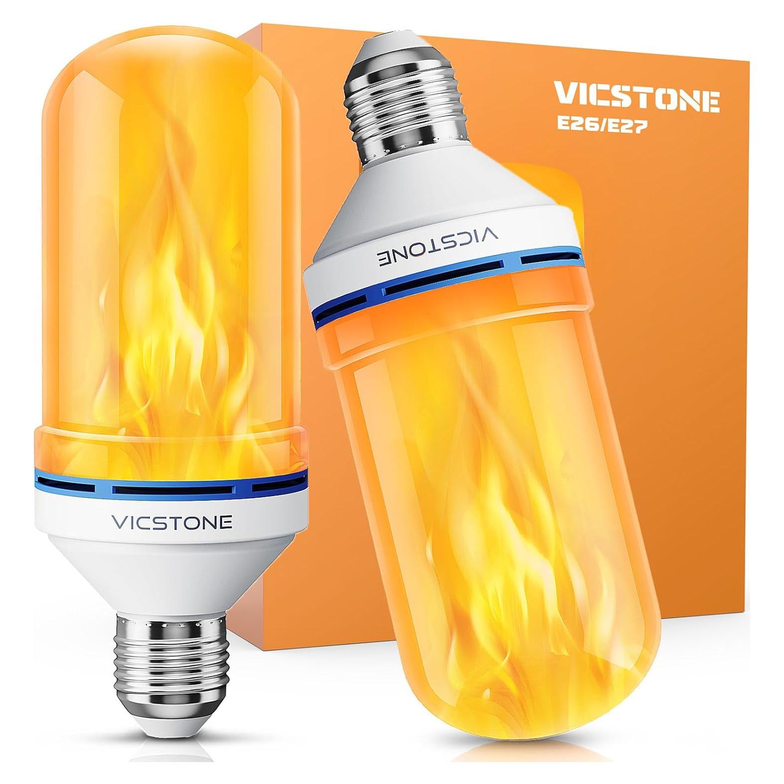Bombillas LED de Llama Vicstone E26 4 Modos 2 Paquete