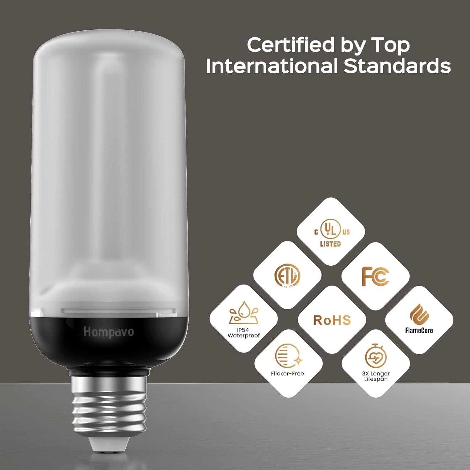 Bombillas LED de Llama Hompavo Gen2 E26 2 Paquete IP54