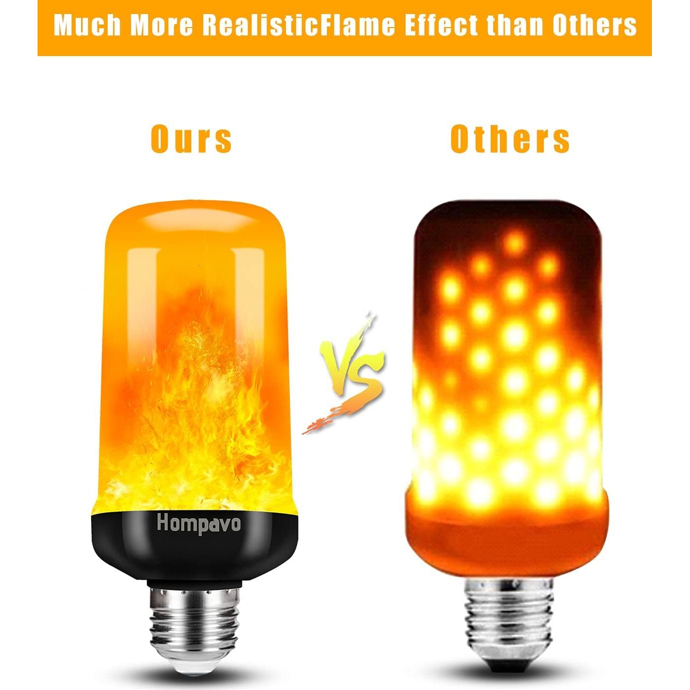 Bombillas LED de Llama Hompavo E26/E27 4 Modos 600 Lúmenes