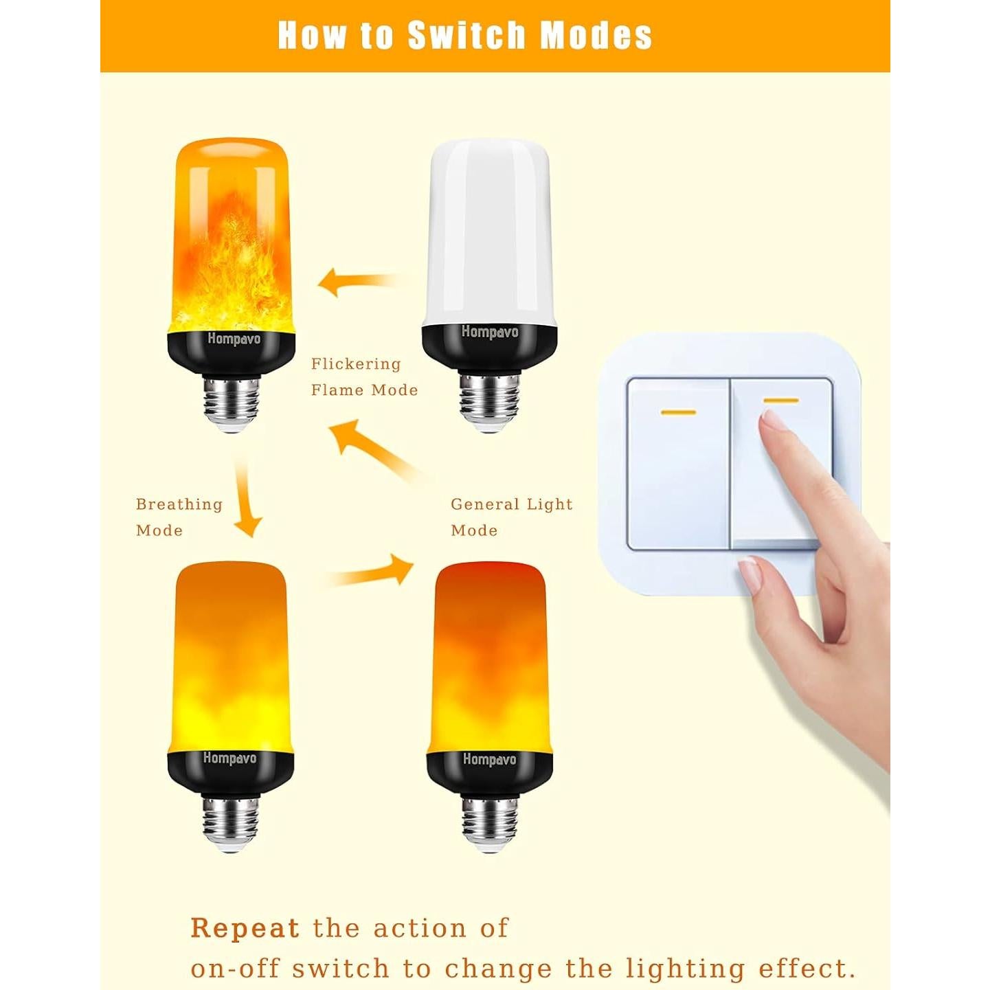 Bombillas LED de Llama Hompavo E26/E27 4 Modos 600 Lúmenes