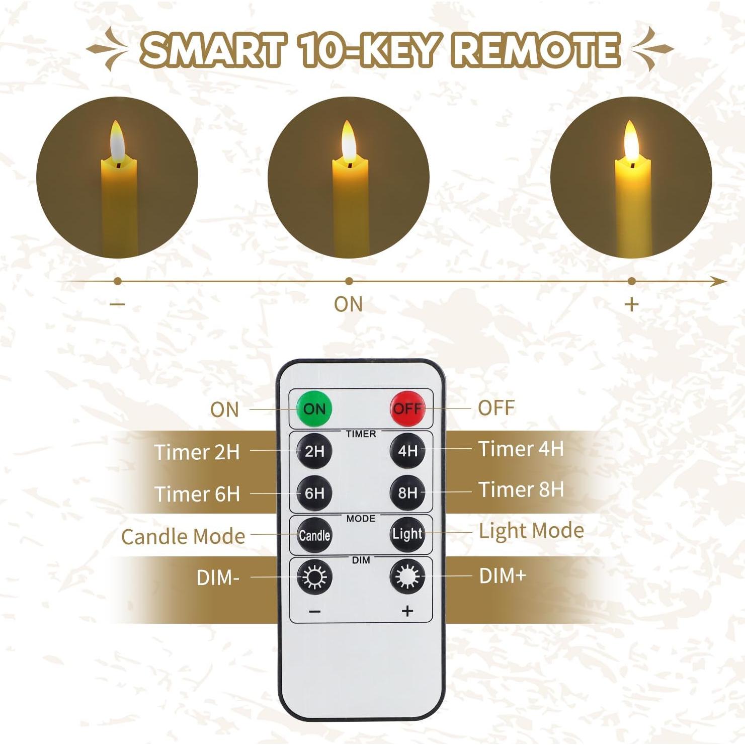 Paquete de 6 Velas LED Sin Llama YINUO LIGHT con 2 Remotos