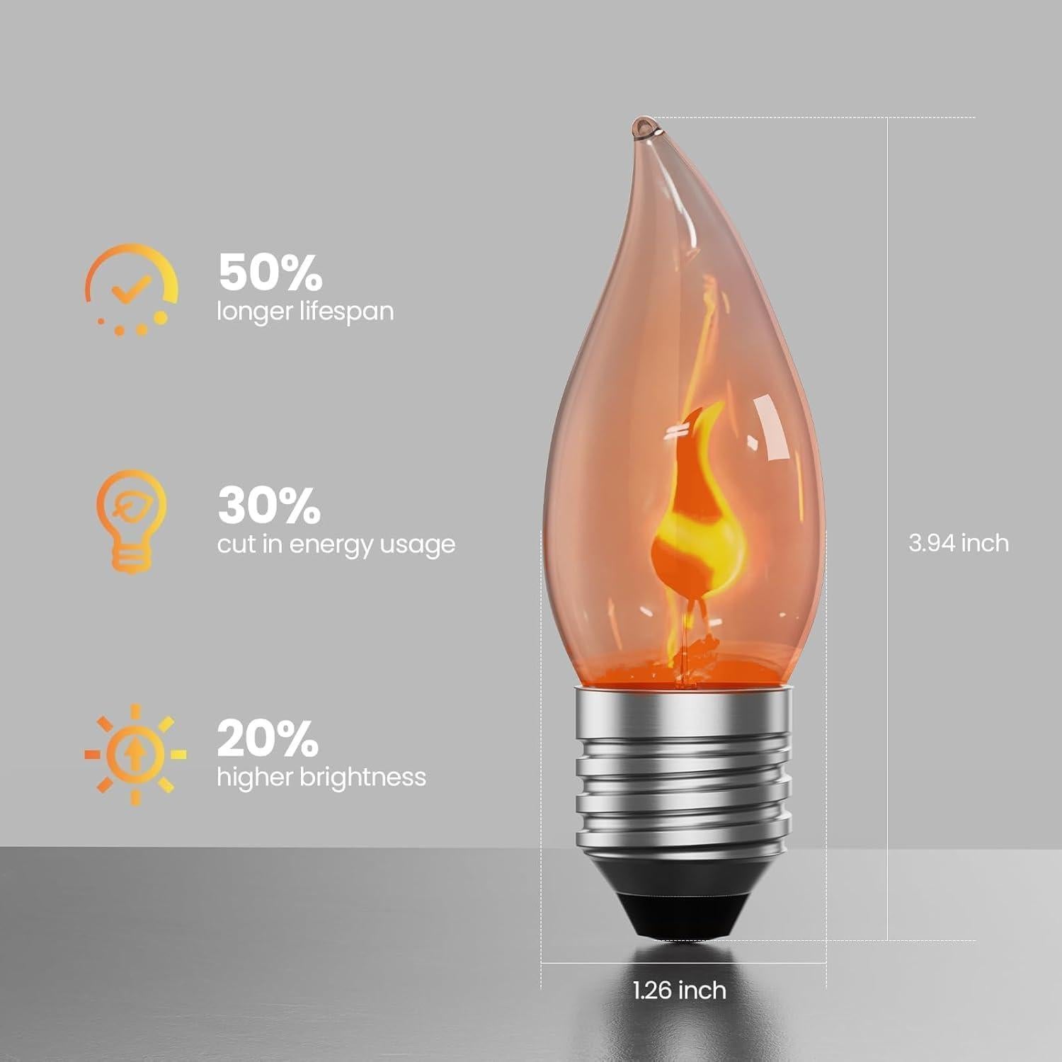 Bombillas de Luz de Llama LED Hompavo E26 - Paquete de 6