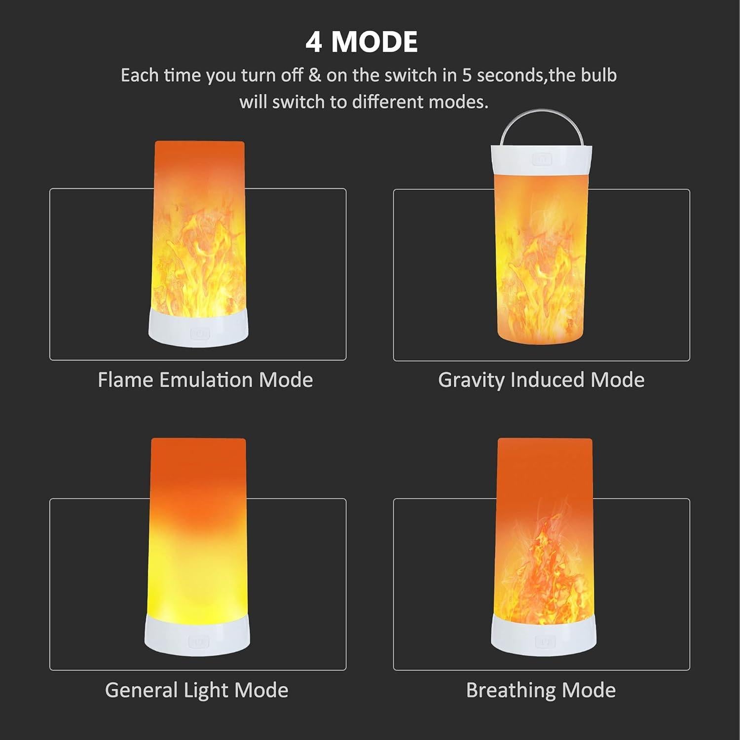 Luz de Efecto Llama LED Kitmose 13cm Recargable USB 4 Modos