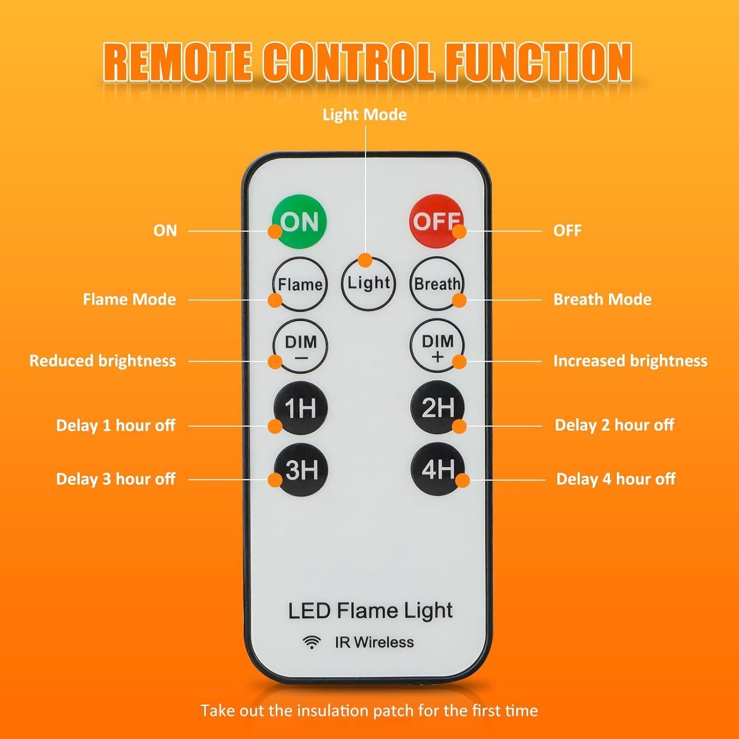 Lámpara LED de Llama con Control Remoto y Temporizador - 2 Piezas