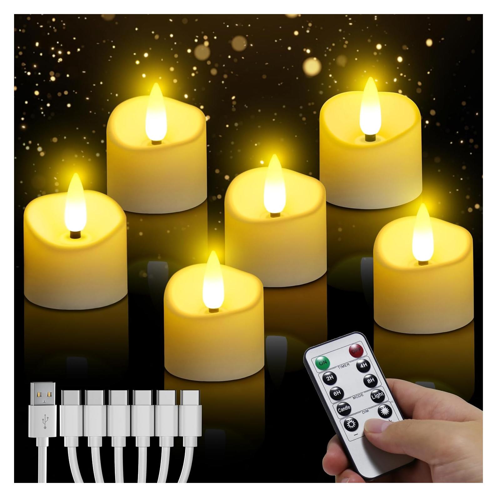 Juego de Luces de Té Recargables YiaMia con Control Remoto - 6 Piezas