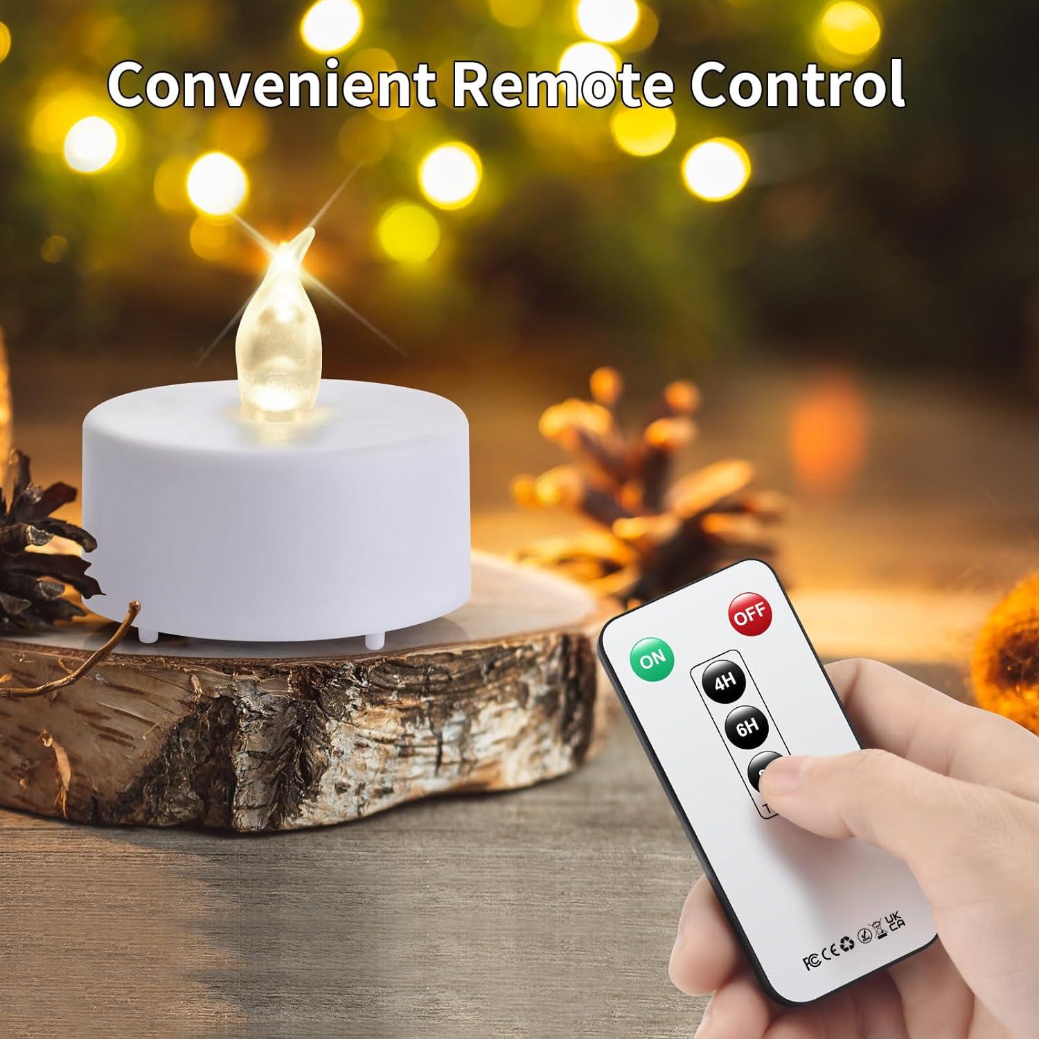 Luces LED de té con control remoto 12 Pack - Blanco cálido