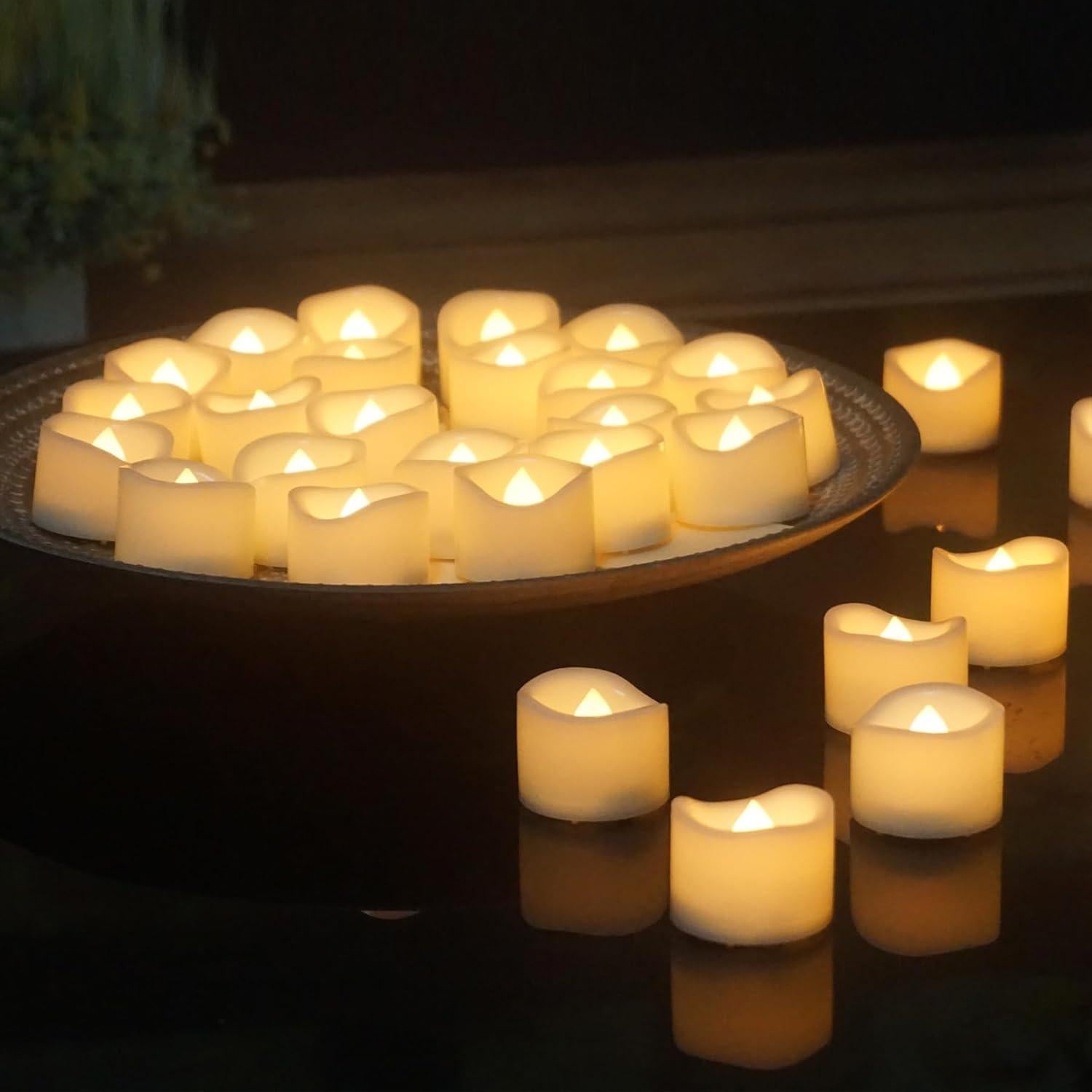 iZAN 48 Velas LED Sin Llama Blancas 3.81 cm Brillo Cálido