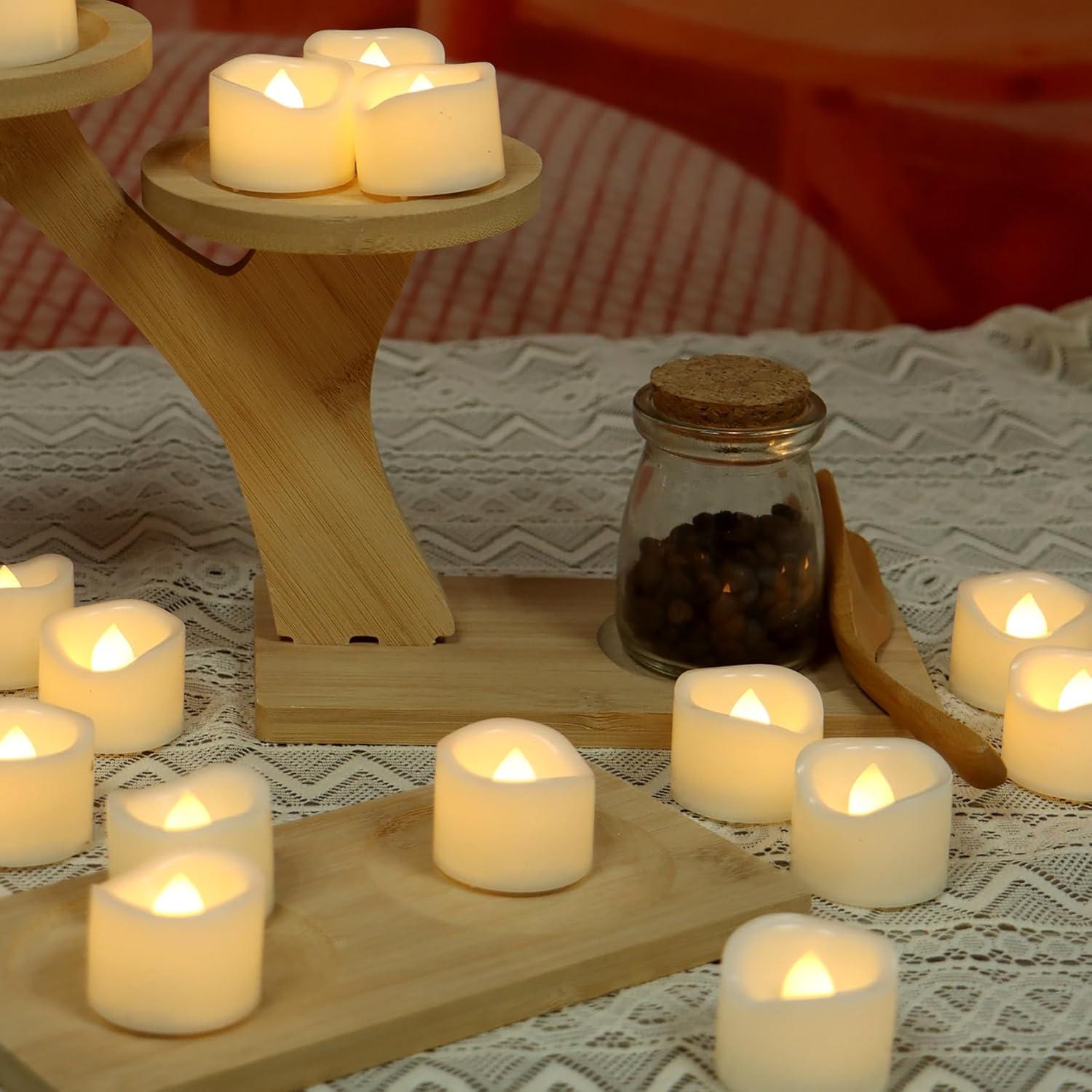 iZAN 48 Velas LED Sin Llama Blancas 3.81 cm Brillo Cálido