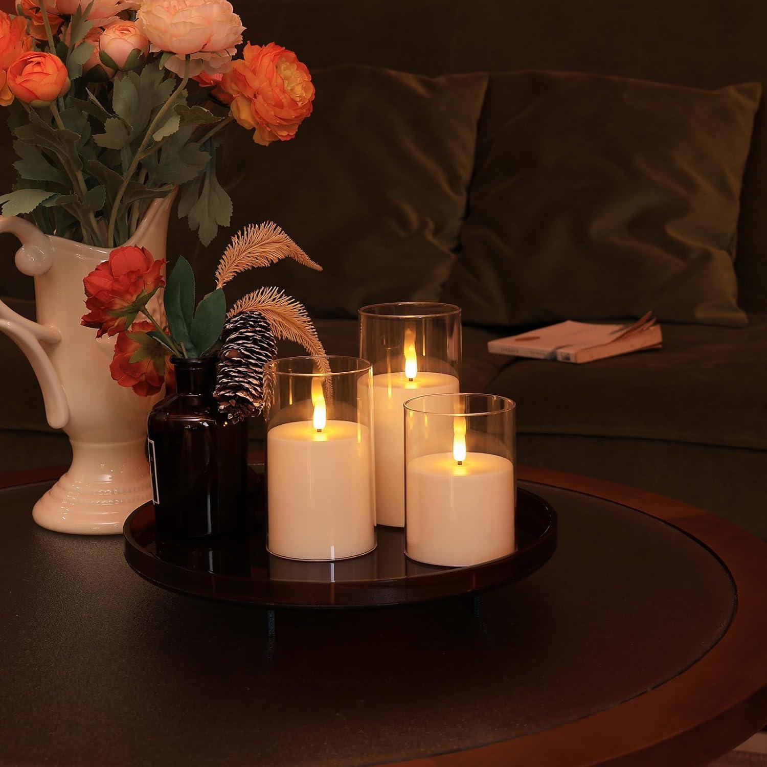 Velas LED Sin Llama SNUGBLAKI 3 Piezas con Control Remoto