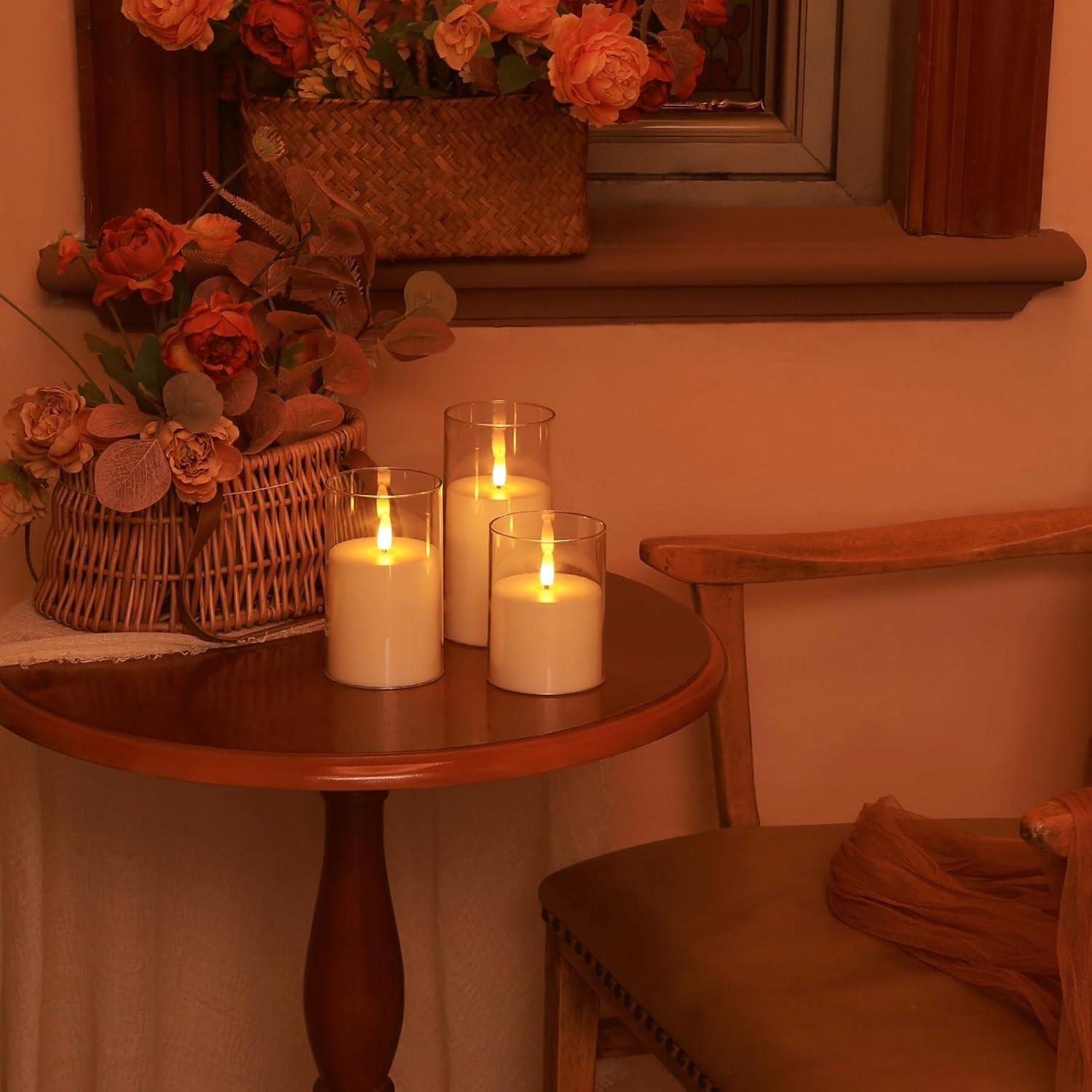 Velas LED Sin Llama SNUGBLAKI 3 Piezas con Control Remoto