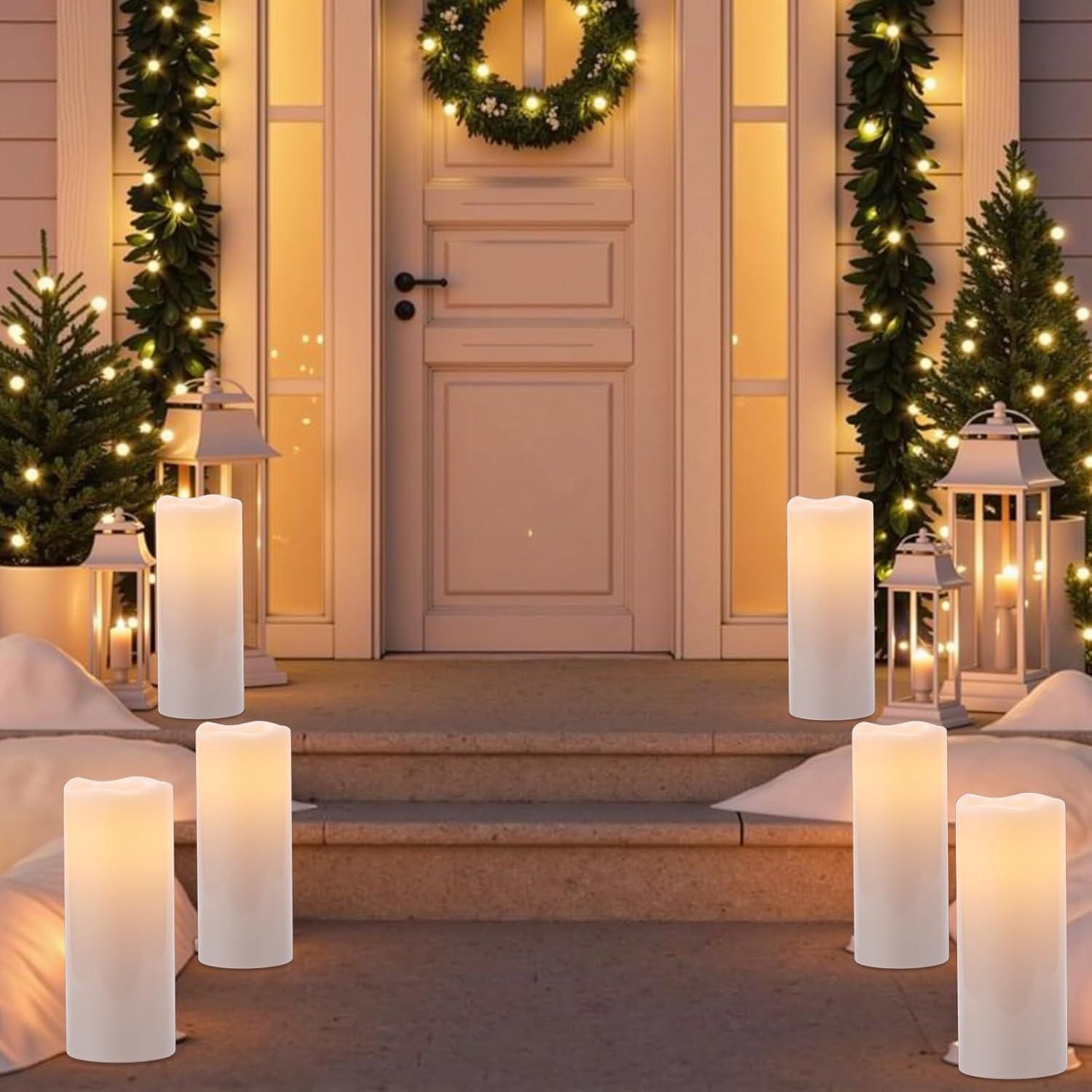 Velas LED Grandes Impermeables Lasumora 10x4" con Temporizador