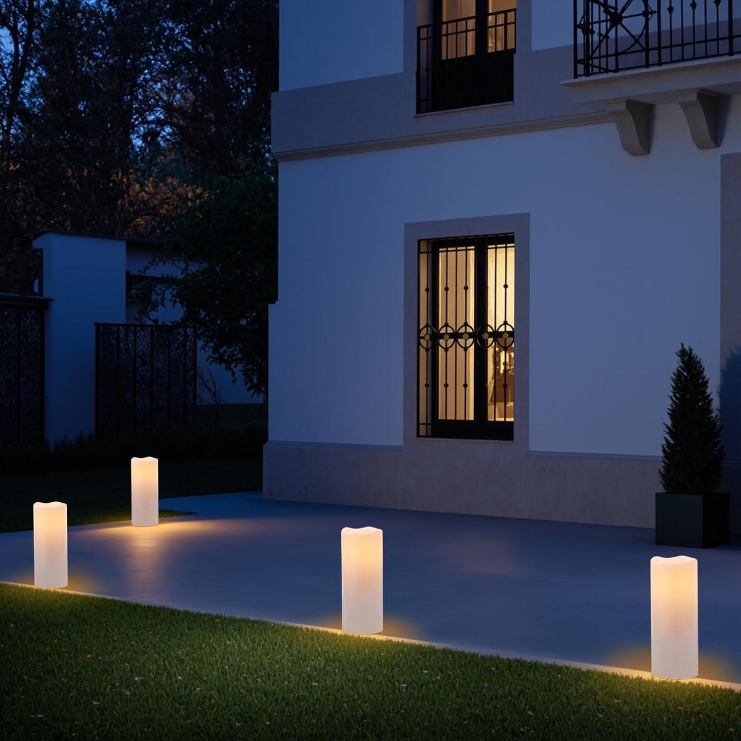 Velas LED Grandes Impermeables Lasumora 10x4" con Temporizador