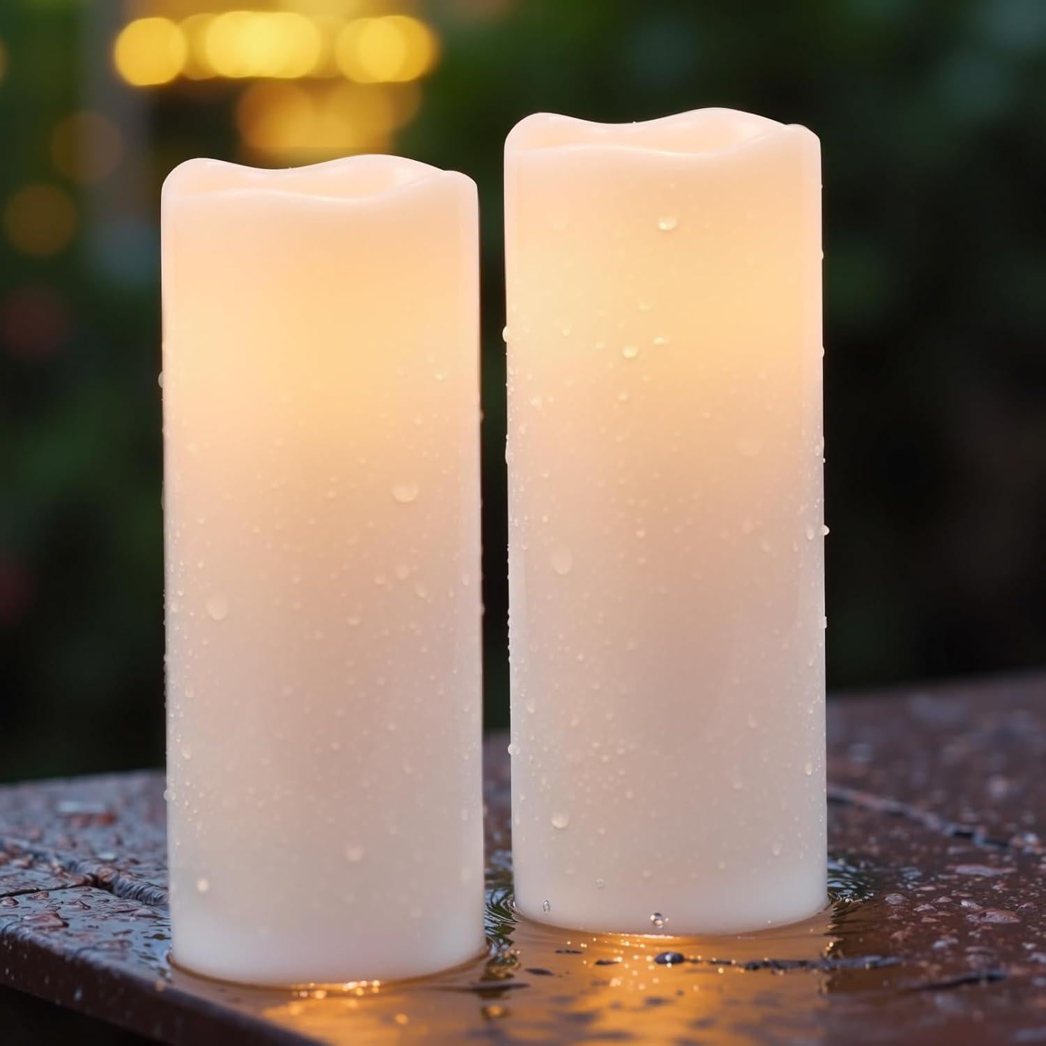 Velas LED Grandes Impermeables Lasumora 10x4" con Temporizador