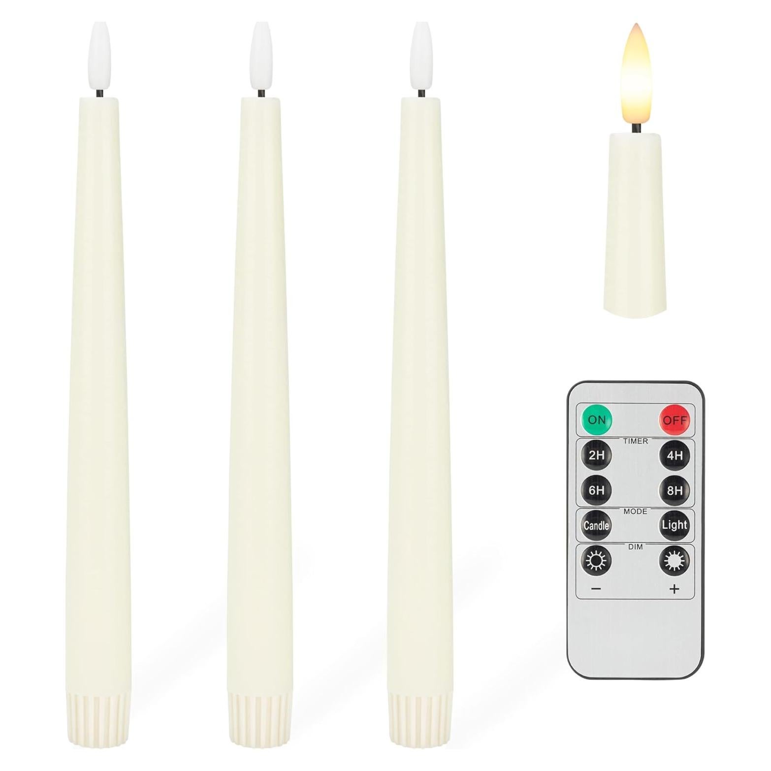 Velas Taper LED AFINETH 24.4 cm Sin Llama con Control Remoto